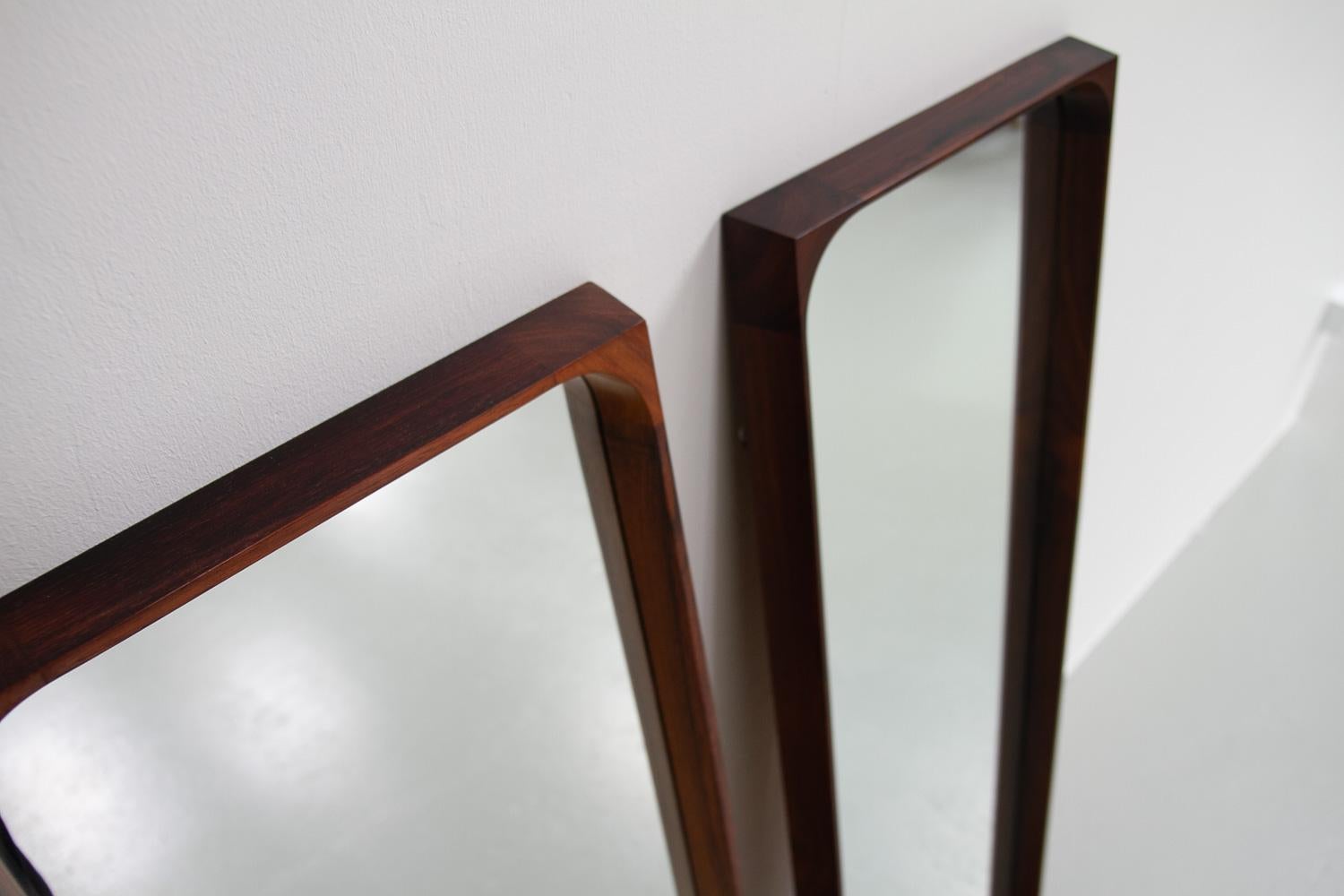 Danish Modern Rosewood Mirrors by Niels Clausen for NC Møbler, 1960s. Set of 2. For Sale 2