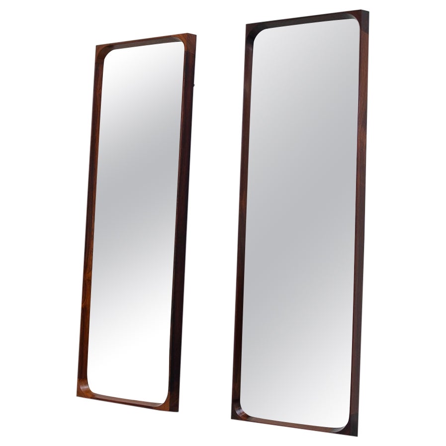 Danish Modern Rosewood Mirrors by Niels Clausen for NC Møbler, 1960s. Set of 2.