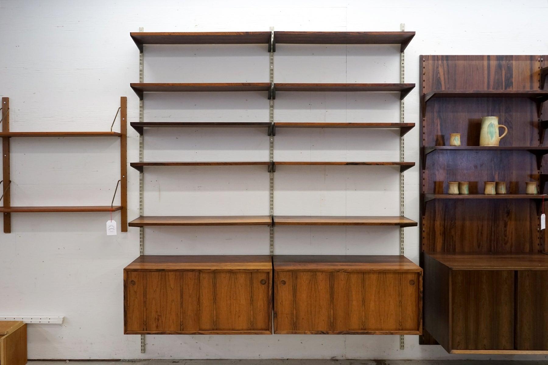 Danish Modern Rosewood Modular Customizable Office Shelving Wall System 1