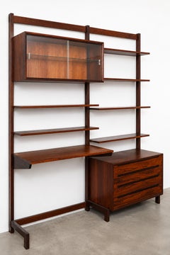Danish Modern Rosewood Modular Wall Unit / Desk / Display Cabinet