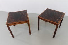 Dänische Moderne Palisander Mosaik Beistelltische von Tranekær Dänemark, 1960er Jahre. Satz von 2.