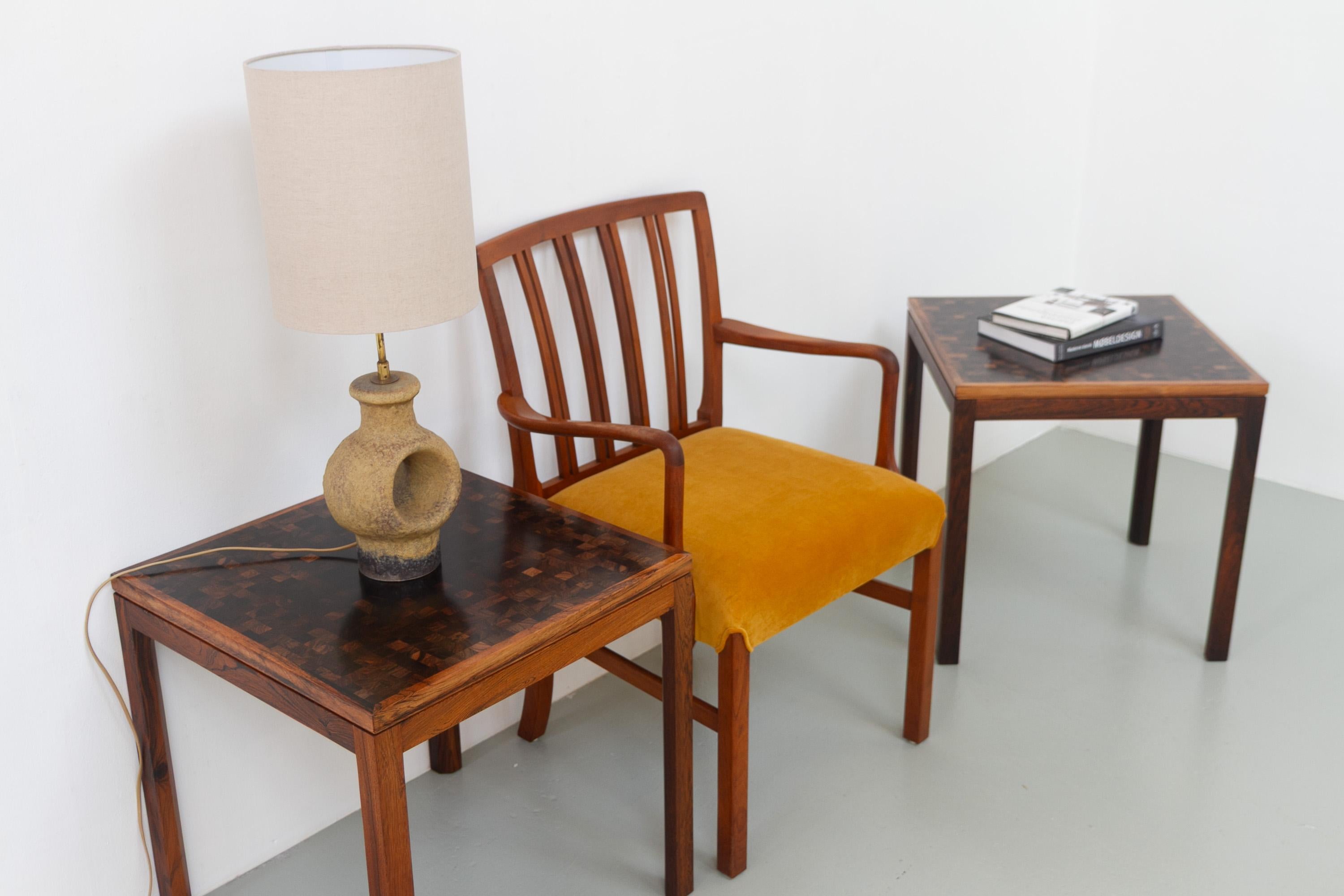 Tables d'appoint modernes danoises en mosaïque de bois de rose par Tranekær Danemark, années 1960. Ensemble de 2. en vente 13
