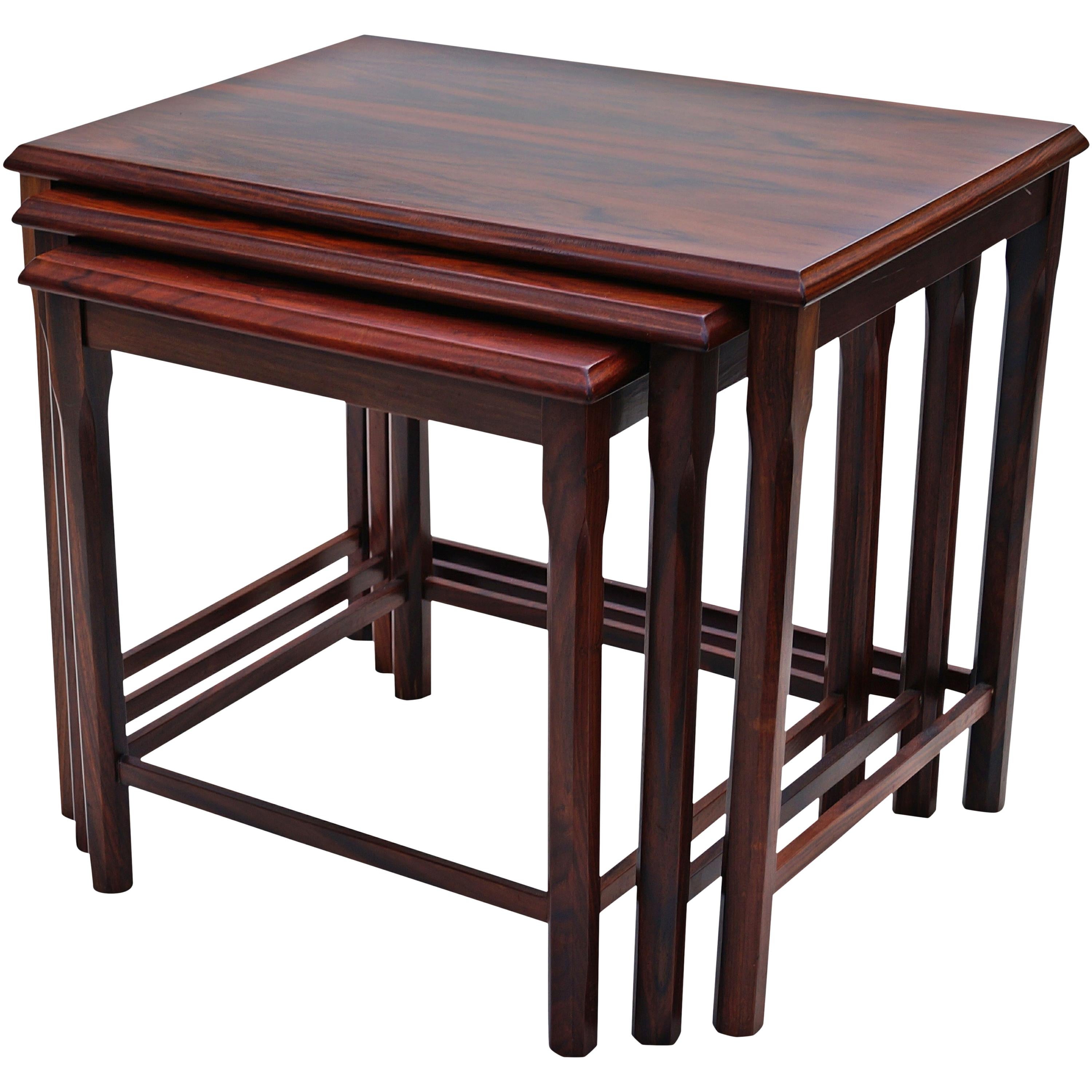 Danish Modern Rosewood Nesting E.W. Bach Toften Stacking Side End Accent Tables