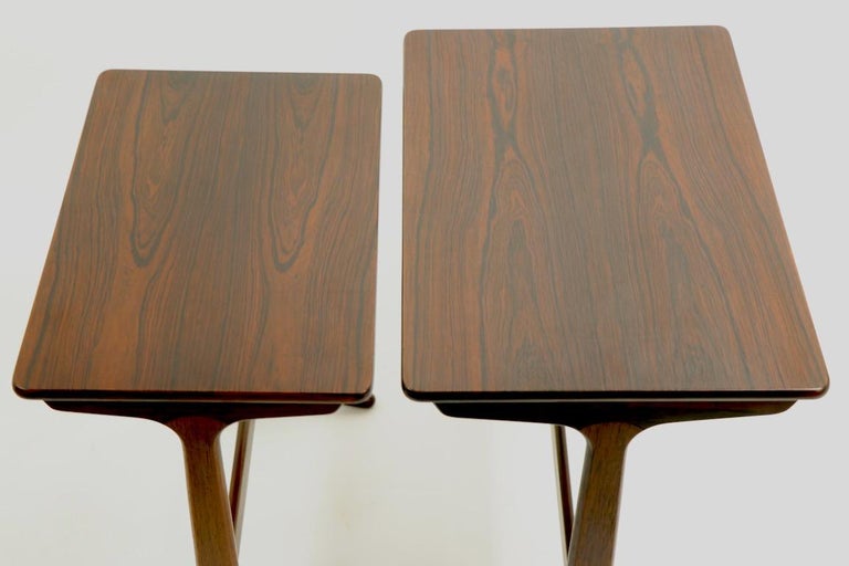 Danish Modern Rosewood Nesting Tables by Erling Torvits for Heltborg Mobler For Sale 8