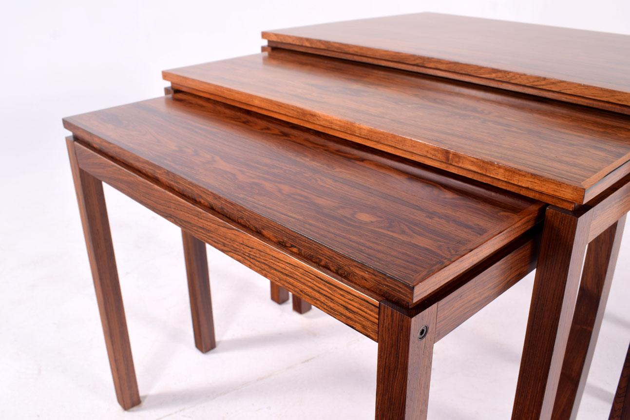 Mid-20th Century Danish Modern Rosewood Nesting Tables by Fabian