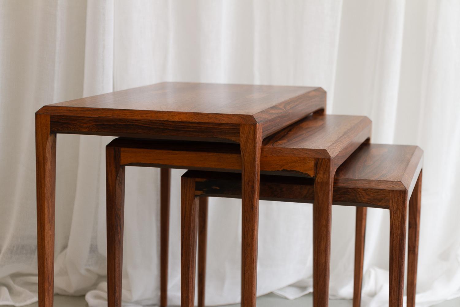 Danish Modern Rosewood Nesting Tables by Johannes Andersen for CFC, 1960s. 5