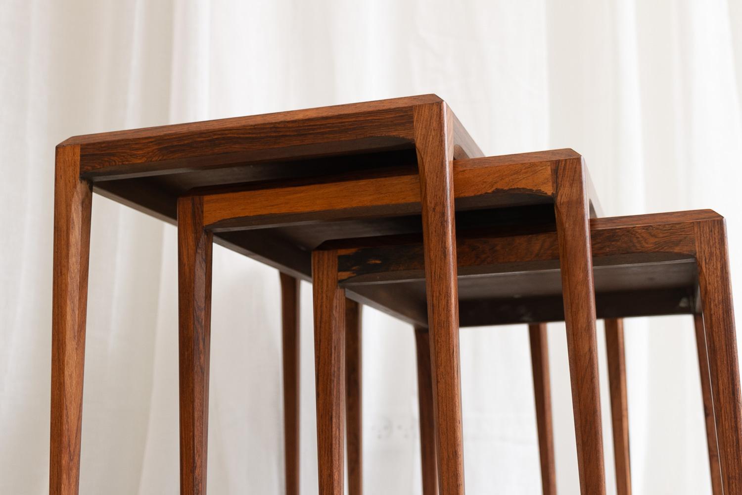 Danish Modern Rosewood Nesting Tables by Johannes Andersen for CFC, 1960s. 6