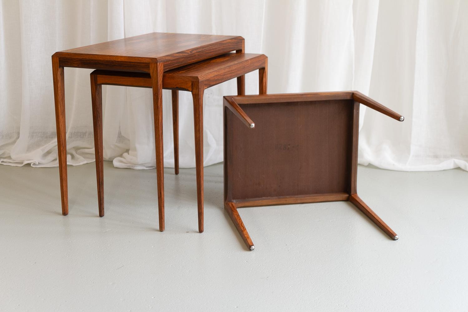 Danish Modern Rosewood Nesting Tables by Johannes Andersen for CFC, 1960s. 7