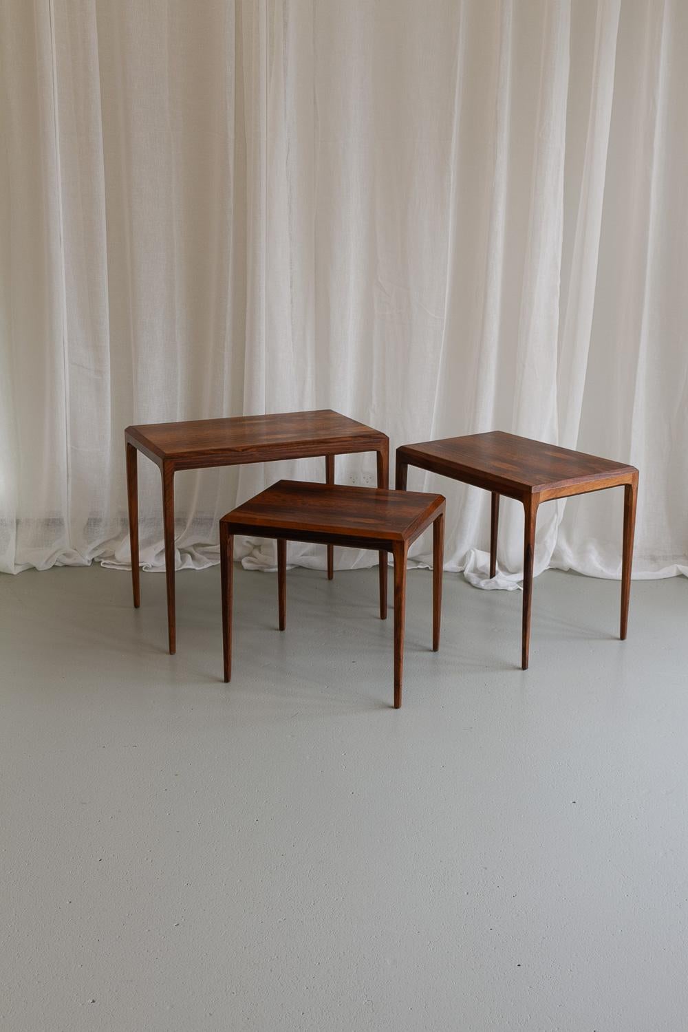 Danish Modern Rosewood Nesting Tables by Johannes Andersen for CFC, 1960s. 11