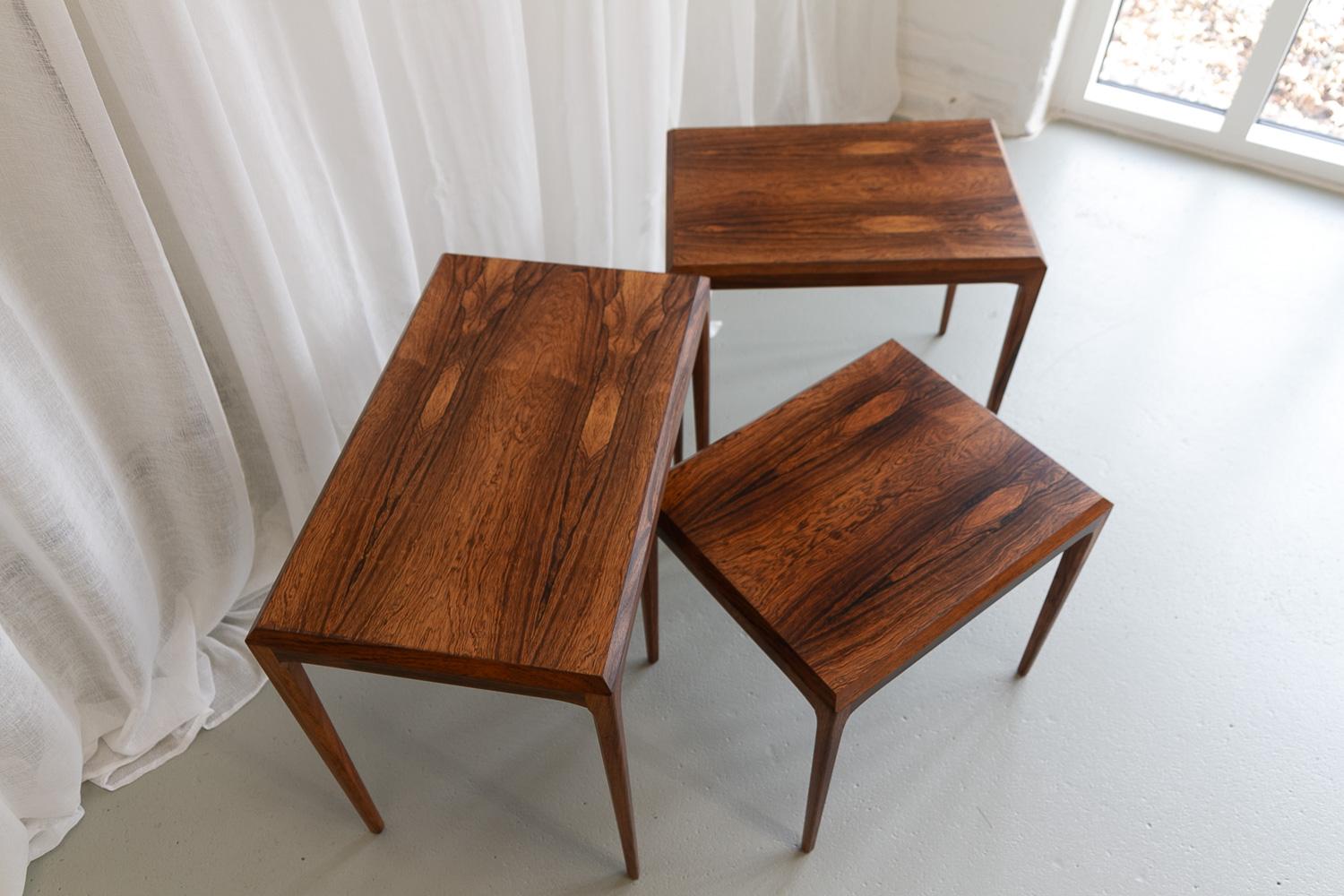 Danish Modern Rosewood Nesting Tables by Johannes Andersen for CFC, 1960s. 12