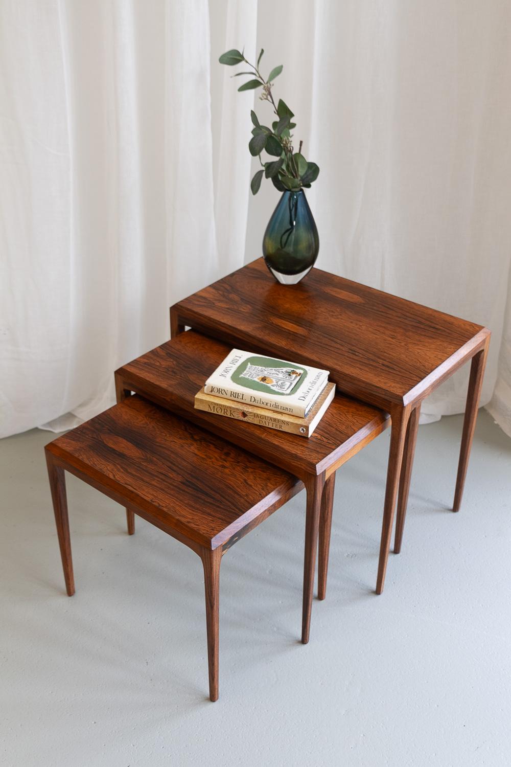 Danish Modern Rosewood Nesting Tables by Johannes Andersen for CFC, 1960s. 14