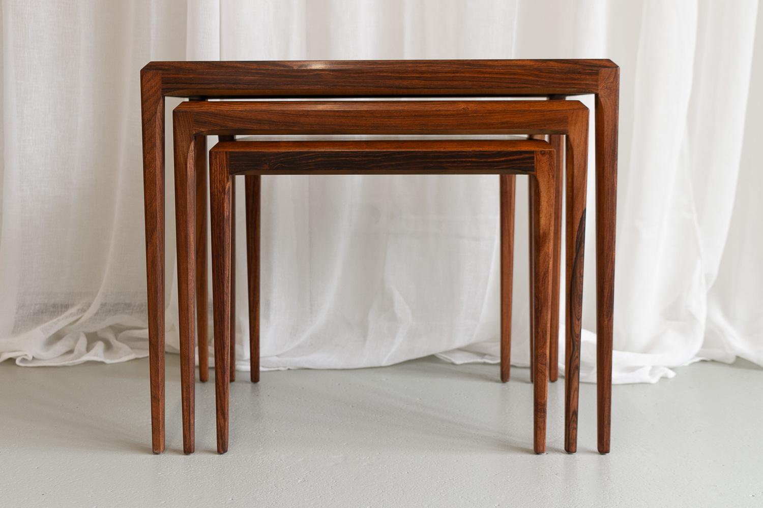 Scandinavian Modern Danish Modern Rosewood Nesting Tables by Johannes Andersen for CFC, 1960s.