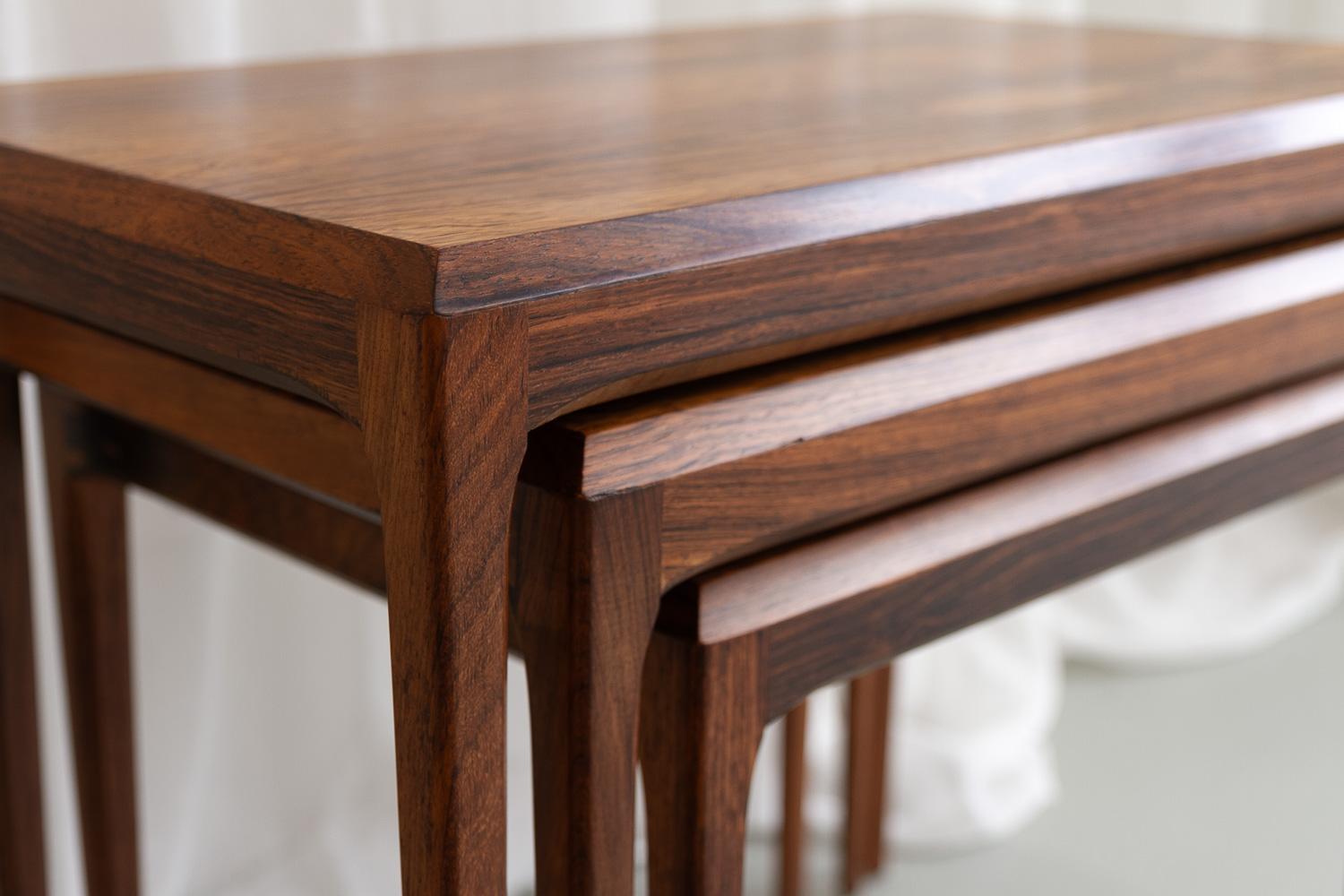 Danish Modern Rosewood Nesting Tables by Johannes Andersen for CFC, 1960s. In Good Condition In Asaa, DK