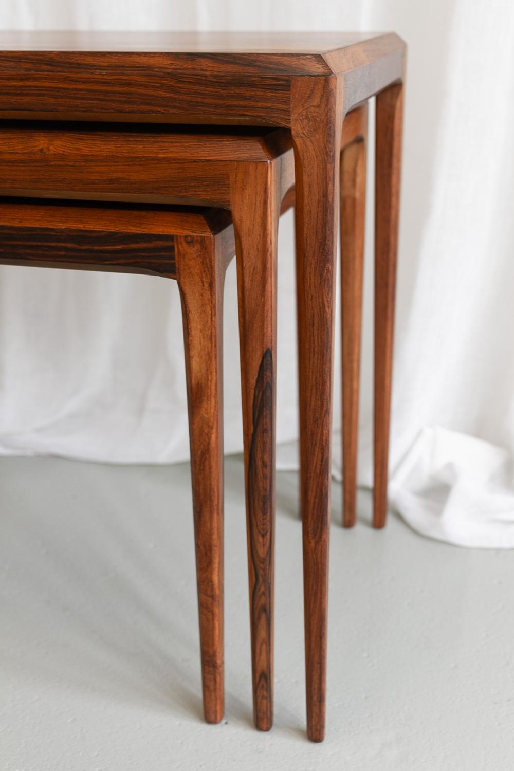 Mid-20th Century Danish Modern Rosewood Nesting Tables by Johannes Andersen for CFC, 1960s.