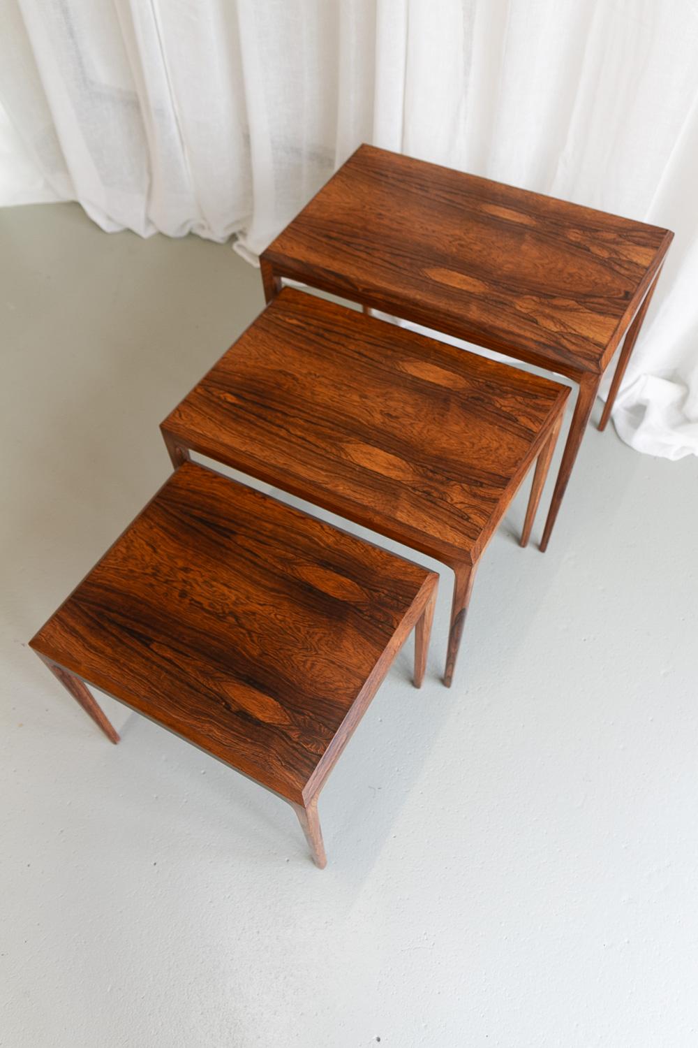 Danish Modern Rosewood Nesting Tables by Johannes Andersen for CFC, 1960s. 1