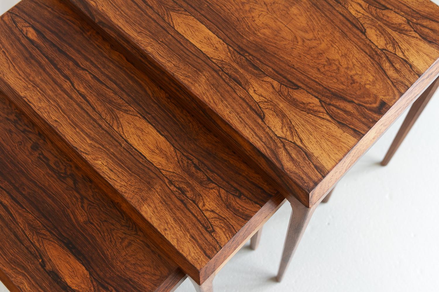 Danish Modern Rosewood Nesting Tables by Johannes Andersen for CFC, 1960s. 3