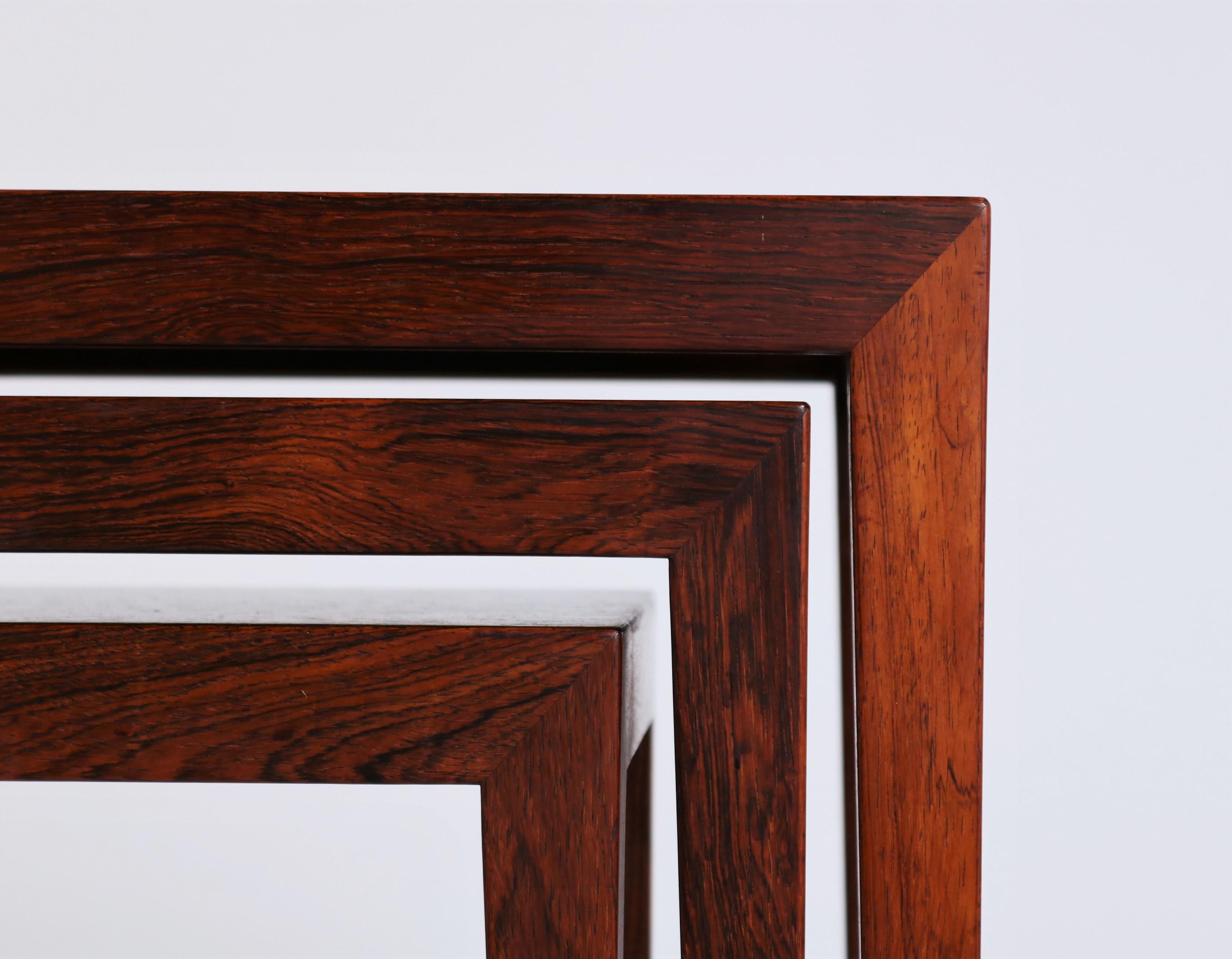 Scandinavian Modern Danish Modern Rosewood Nesting Tables by Severin Hansen for Haslev Møbelfabrik