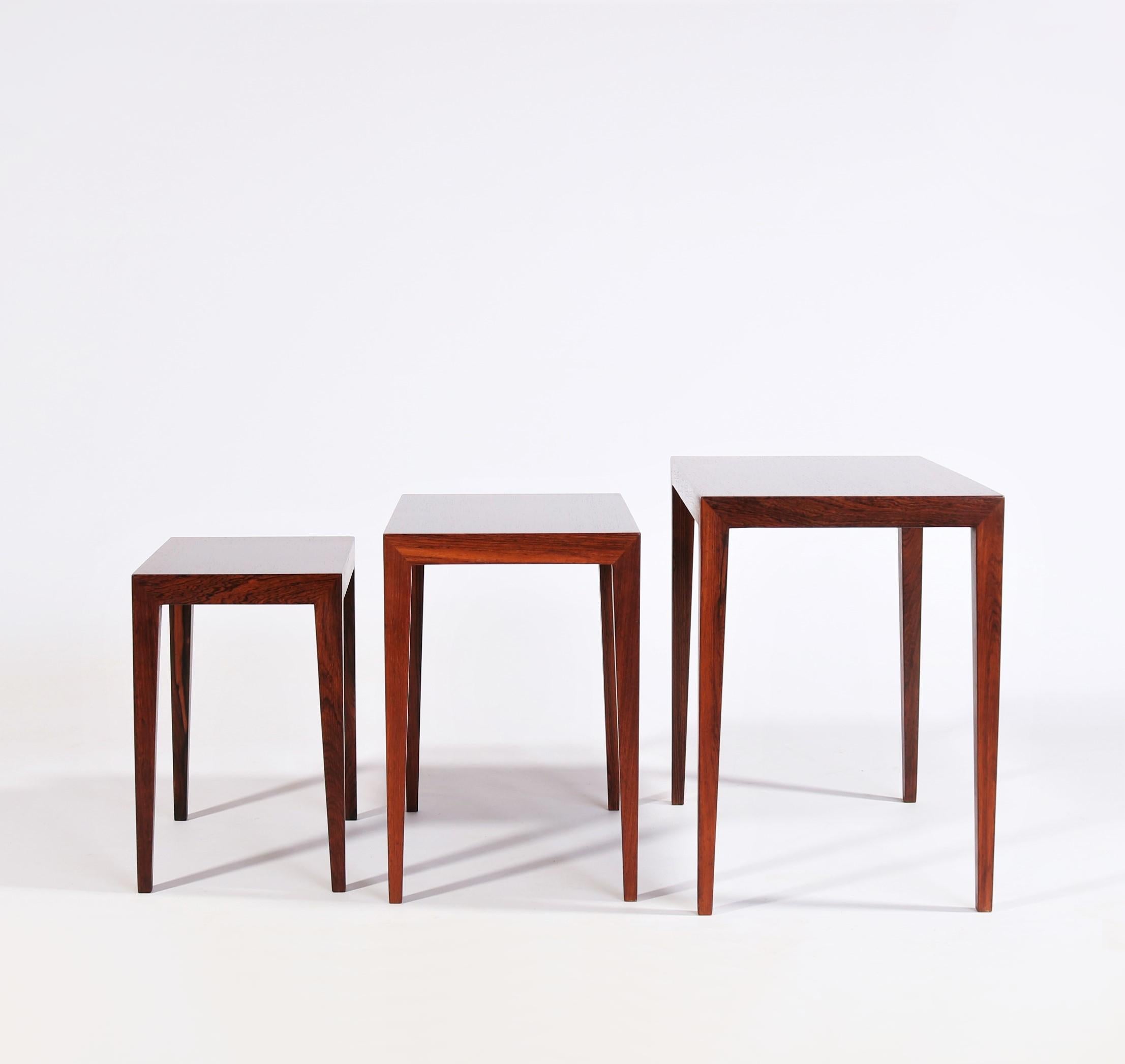 Mid-20th Century Danish Modern Rosewood Nesting Tables by Severin Hansen for Haslev Møbelfabrik