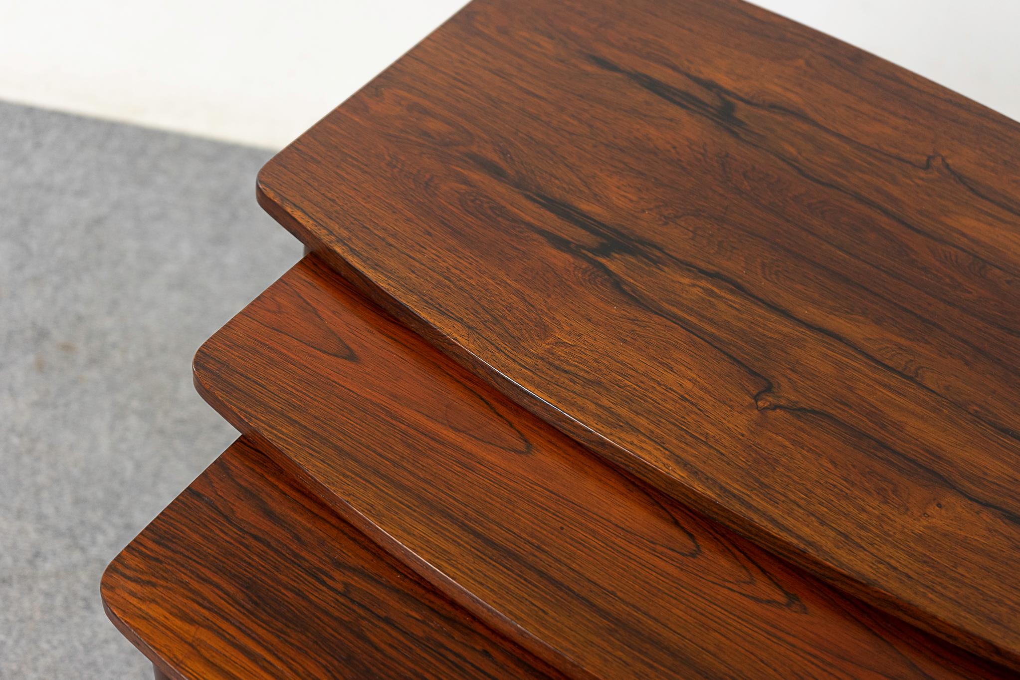 Hardwood Danish Modern Rosewood Nesting Tables For Sale