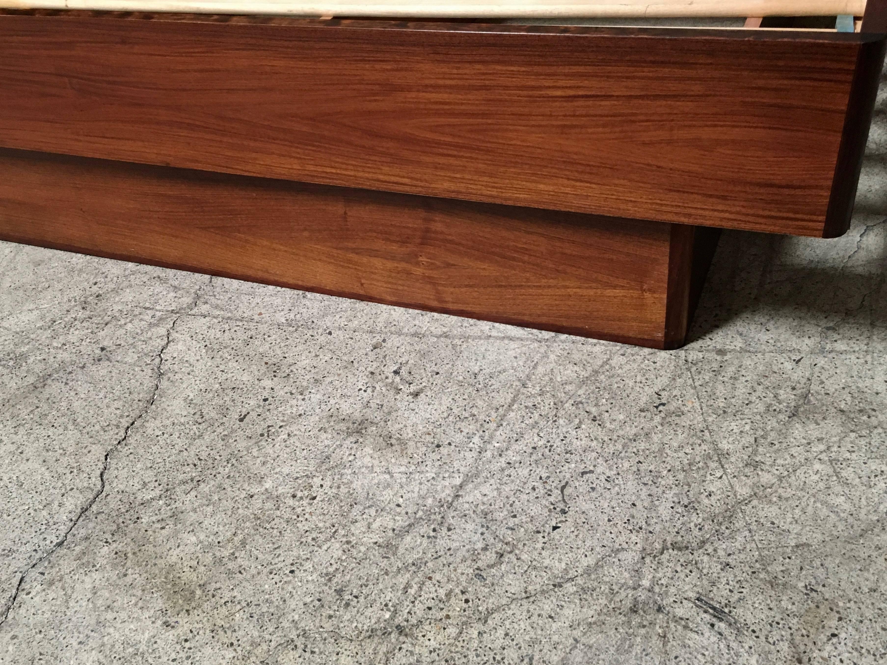 Danish Modern Rosewood Queen Size Bed with Floating Nightstands 1