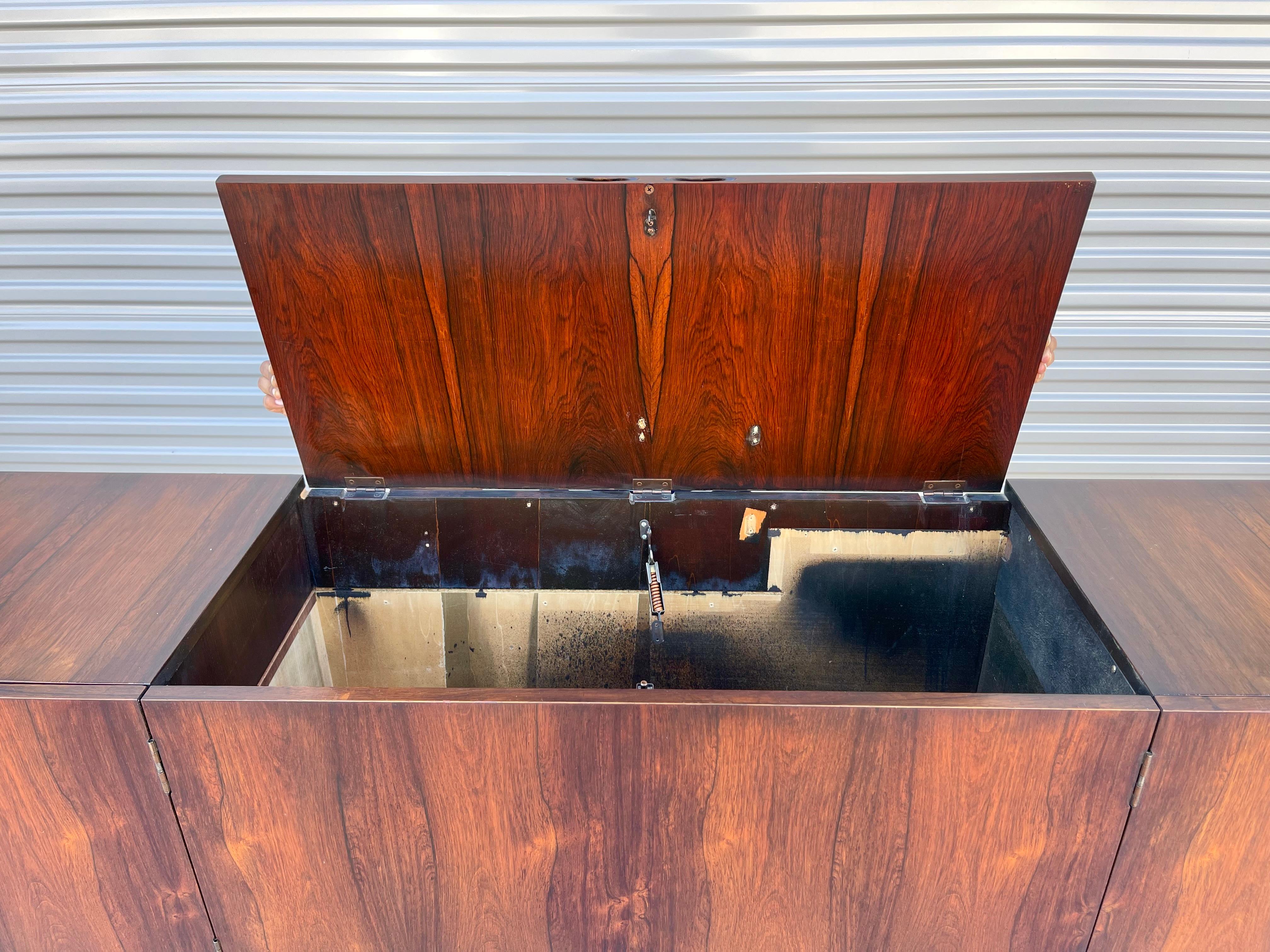 Danish Modern Rosewood Record Credenza In Good Condition For Sale In North Hollywood, CA