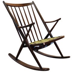 Danish Modern Rosewood Rocking Chair by Frank Reenskaug for Brahmin Mobler