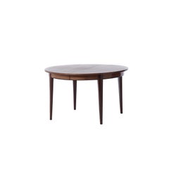 Danish Modern Rosewood Round to Oval Dining Table with Two Leaves