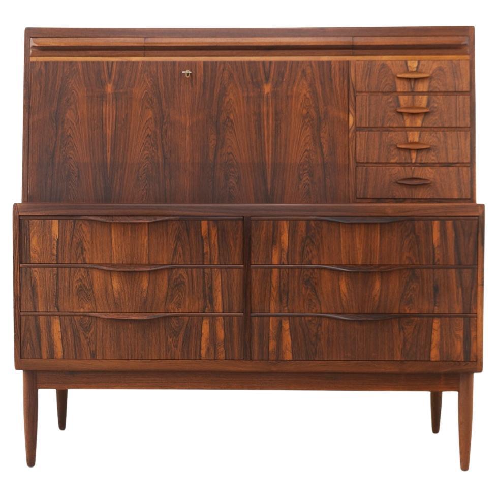 Danish Modern Rosewood Secretary Desk by Erling Torvits, 1960s.