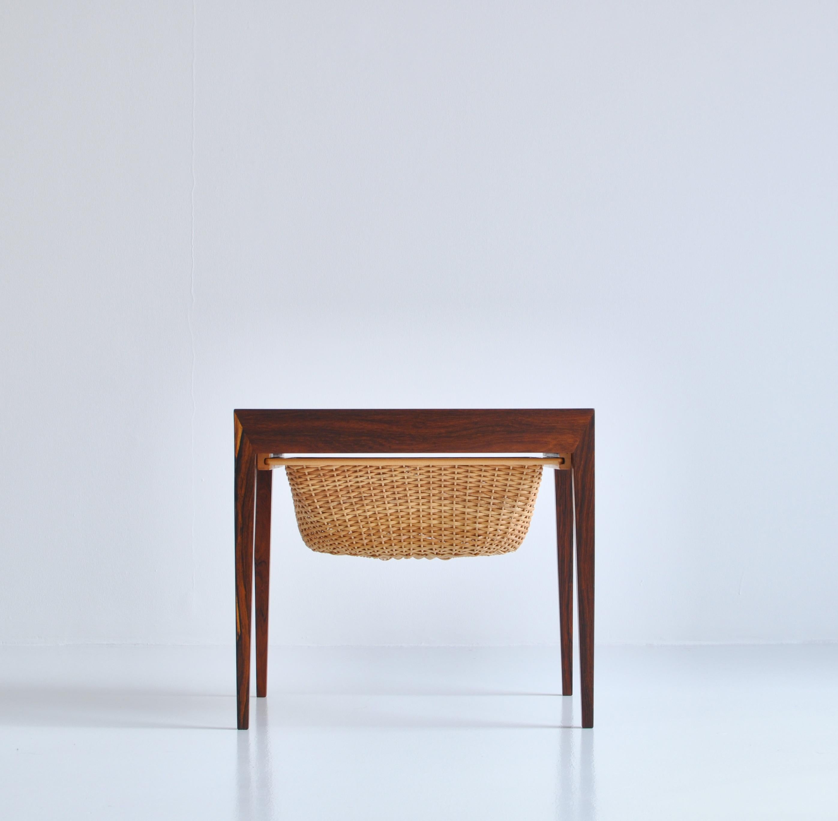 Scandinavian Modern Danish Modern Rosewood Sewing Table by Severin Hansen, Haslev Møbelfabrik, 1960s