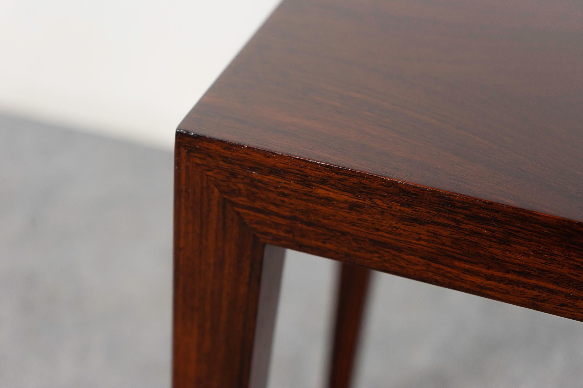 Veneer Danish Modern Rosewood Side Table by Haslev For Sale