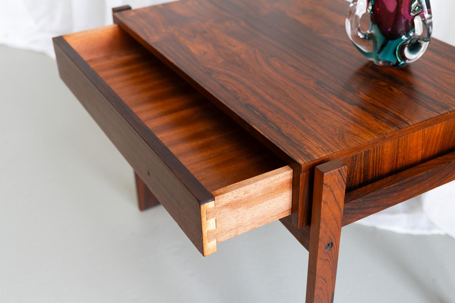Danish Modern Rosewood Side Table with Drawer, 1960s. For Sale 13