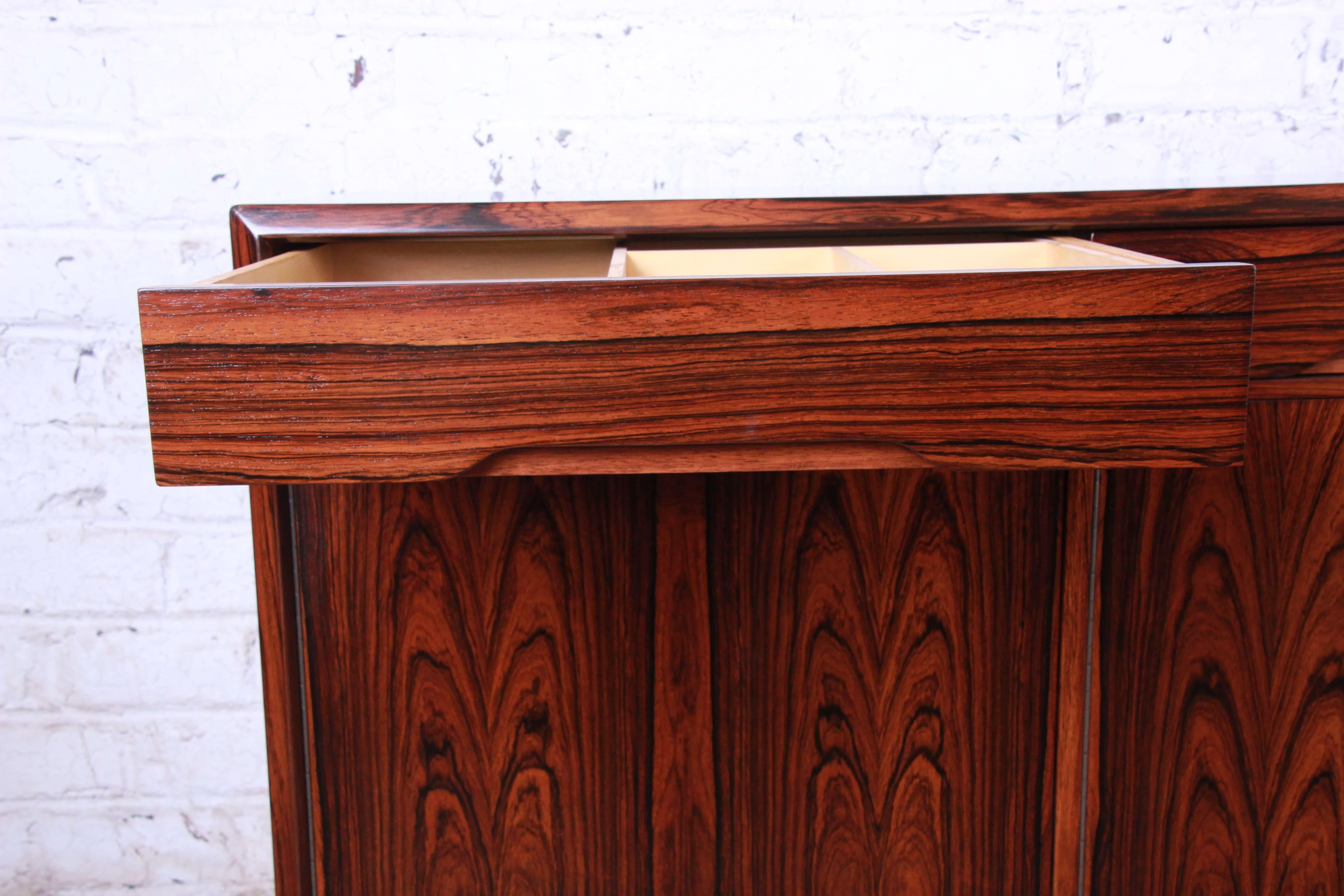 Danish Modern Rosewood Sideboard Credenza, Newly Refinished 5
