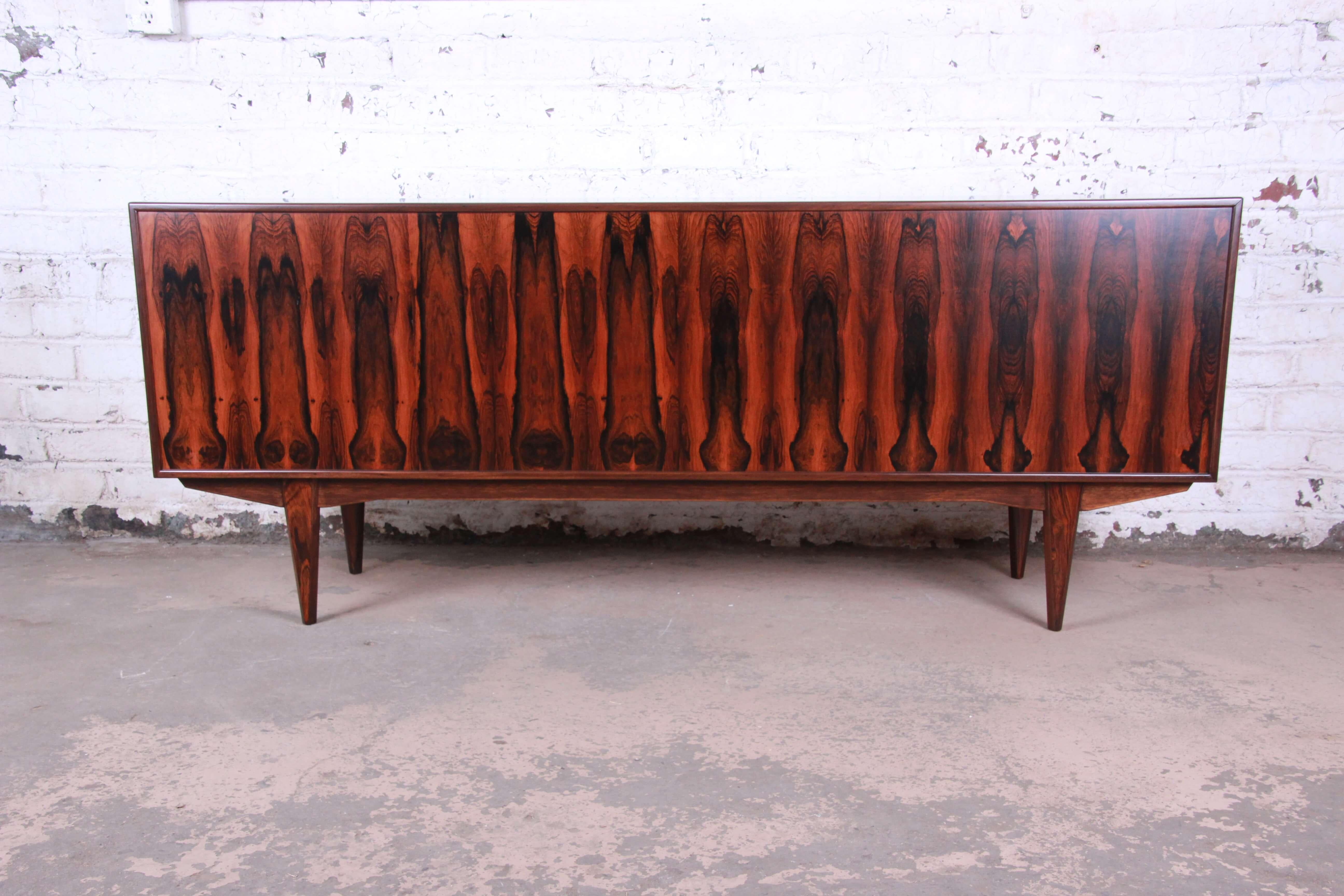 Danish Modern Rosewood Sideboard Credenza, Newly Refinished 6