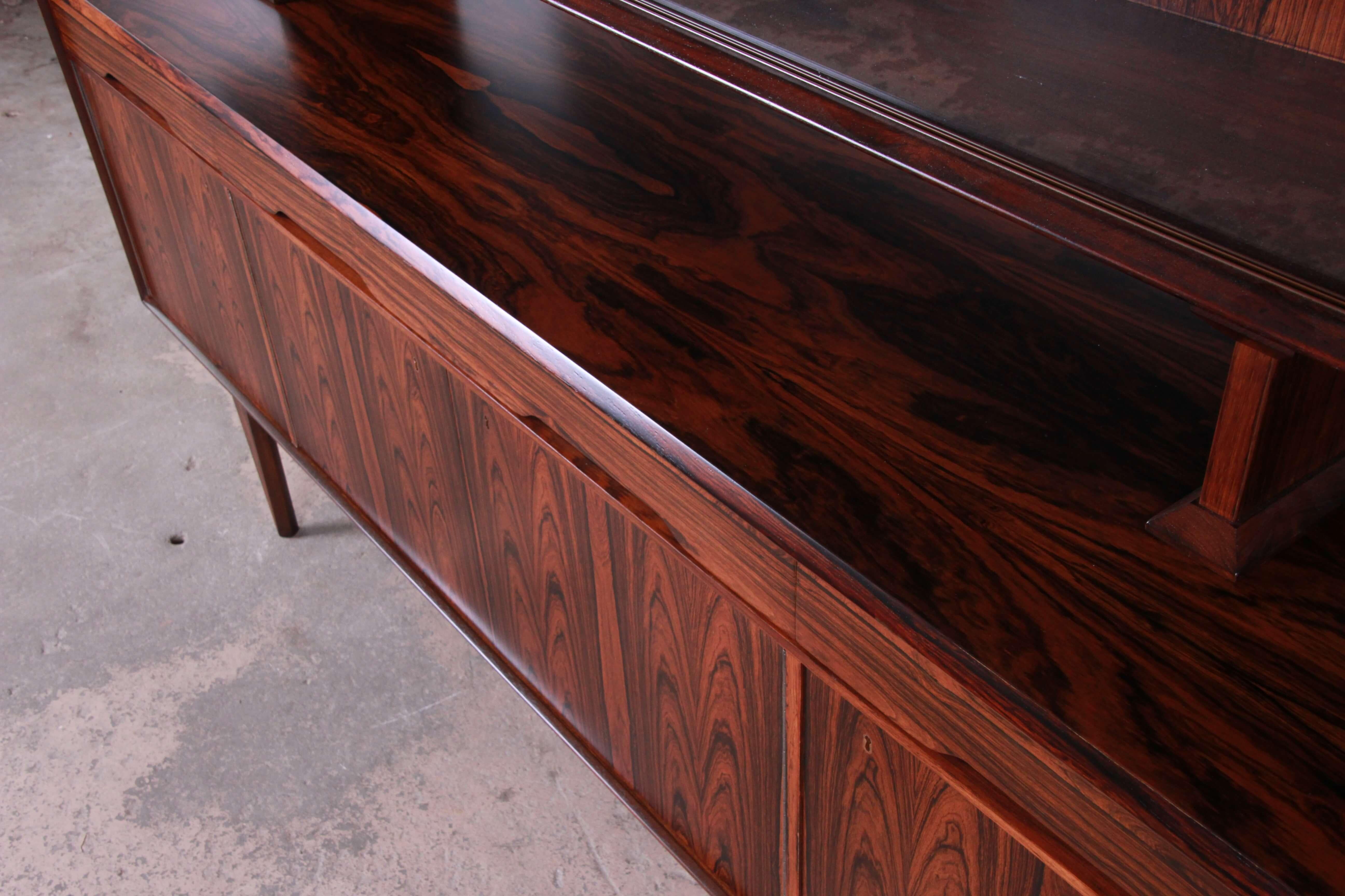 Danish Modern Rosewood Sideboard Credenza with Hutch-Top 1