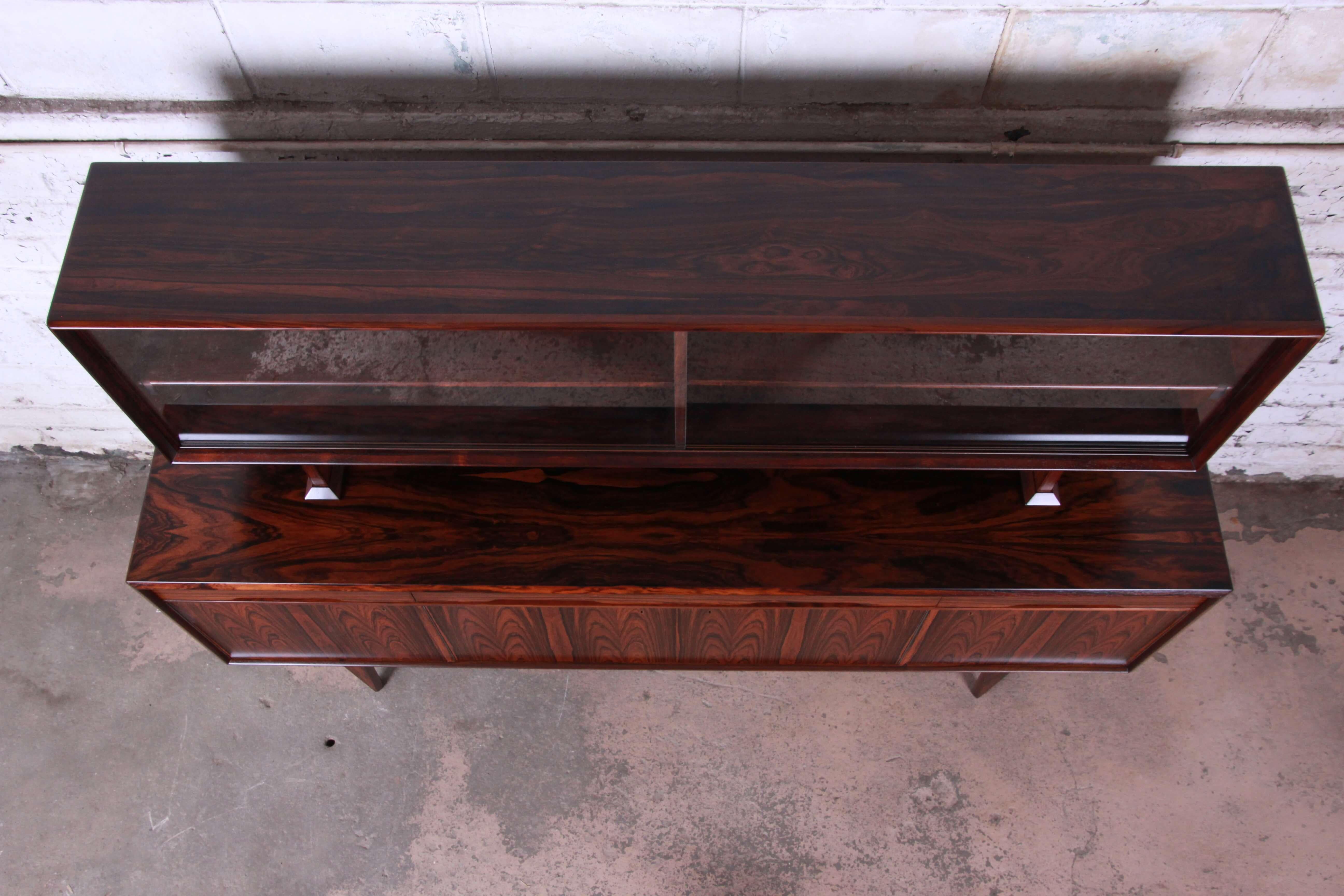Danish Modern Rosewood Sideboard Credenza with Hutch-Top 2
