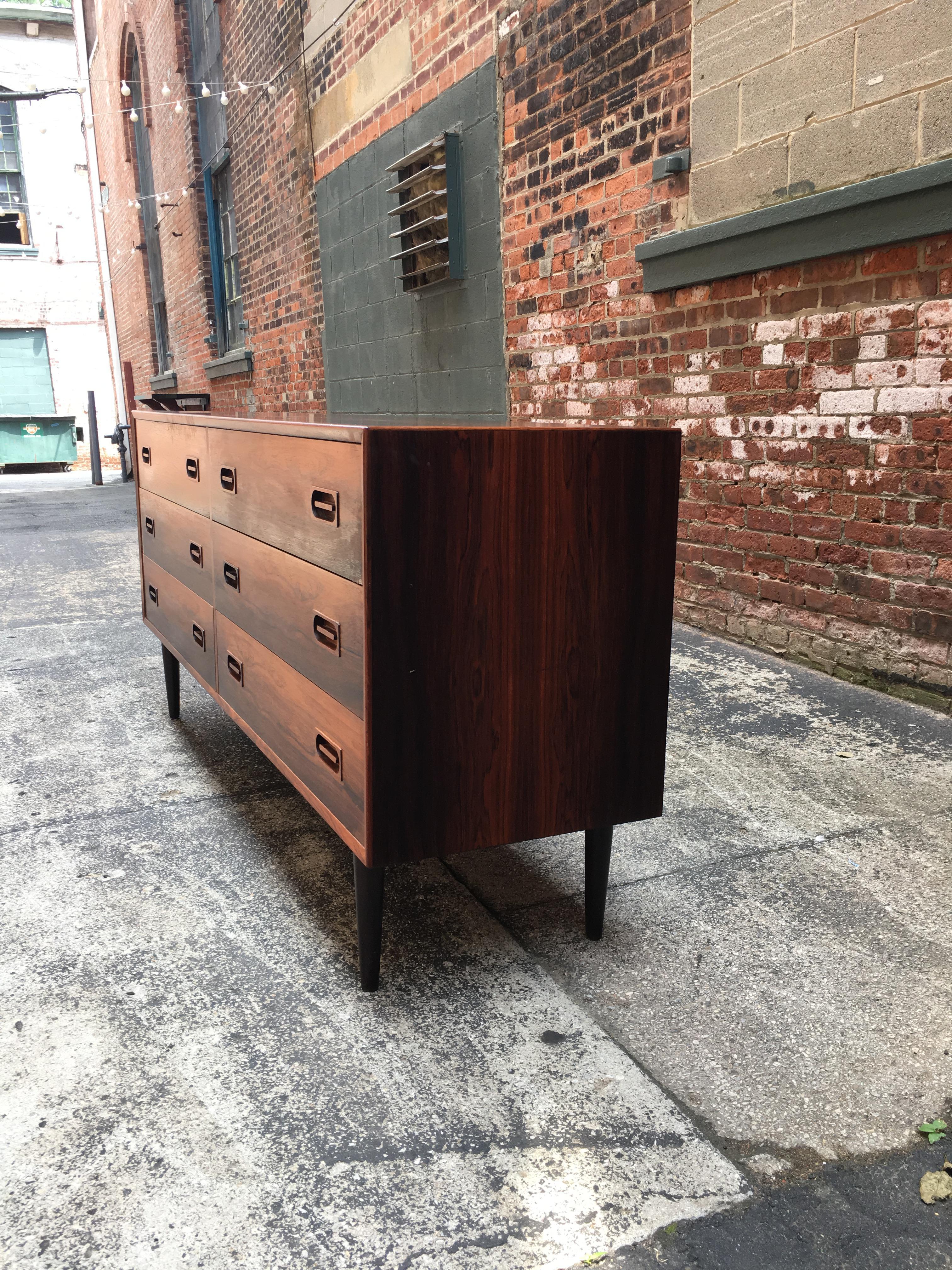 Danish Modern Rosewood Six-Drawer Dresser 4