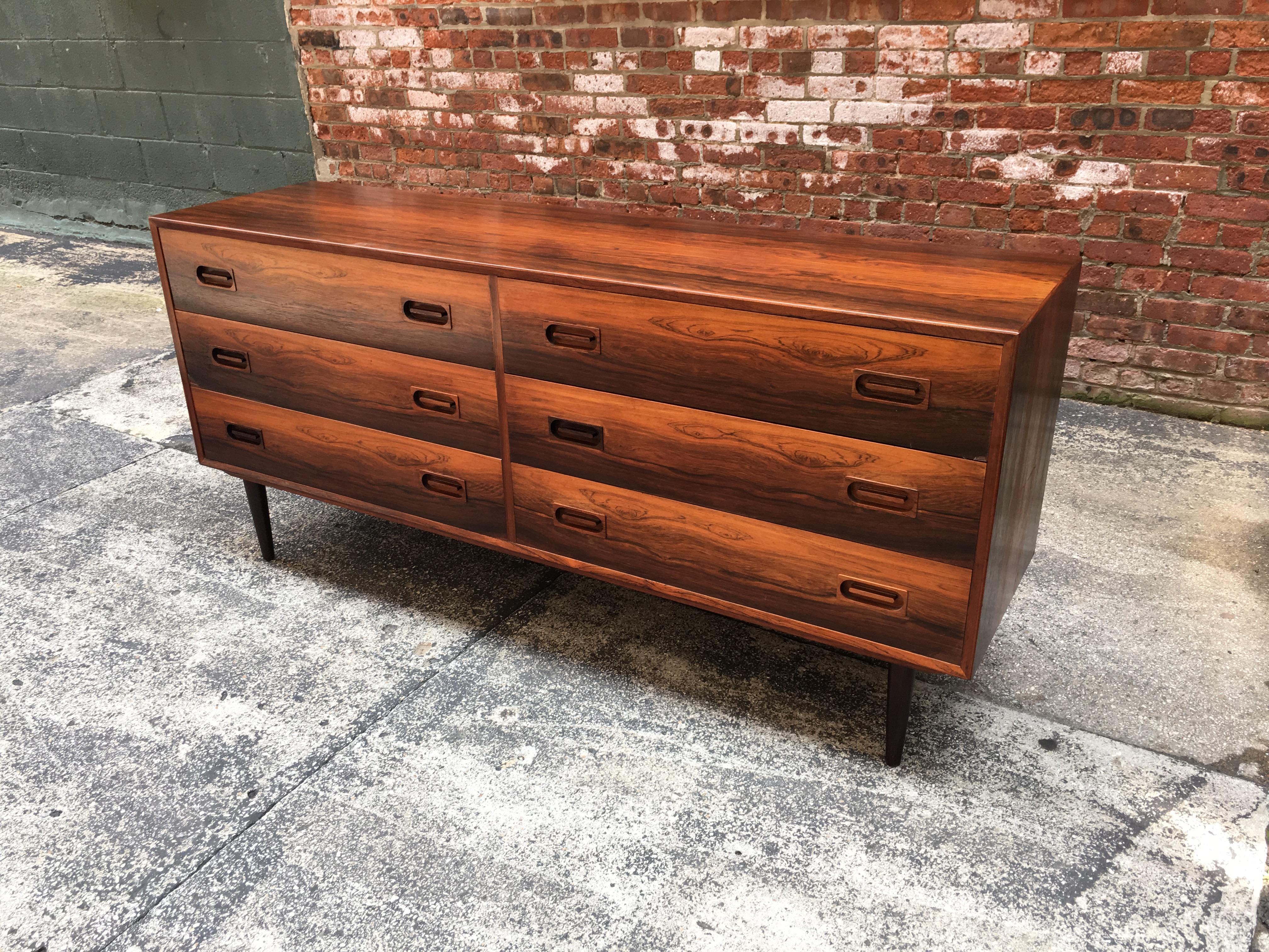 Mid-20th Century Danish Modern Rosewood Six-Drawer Dresser