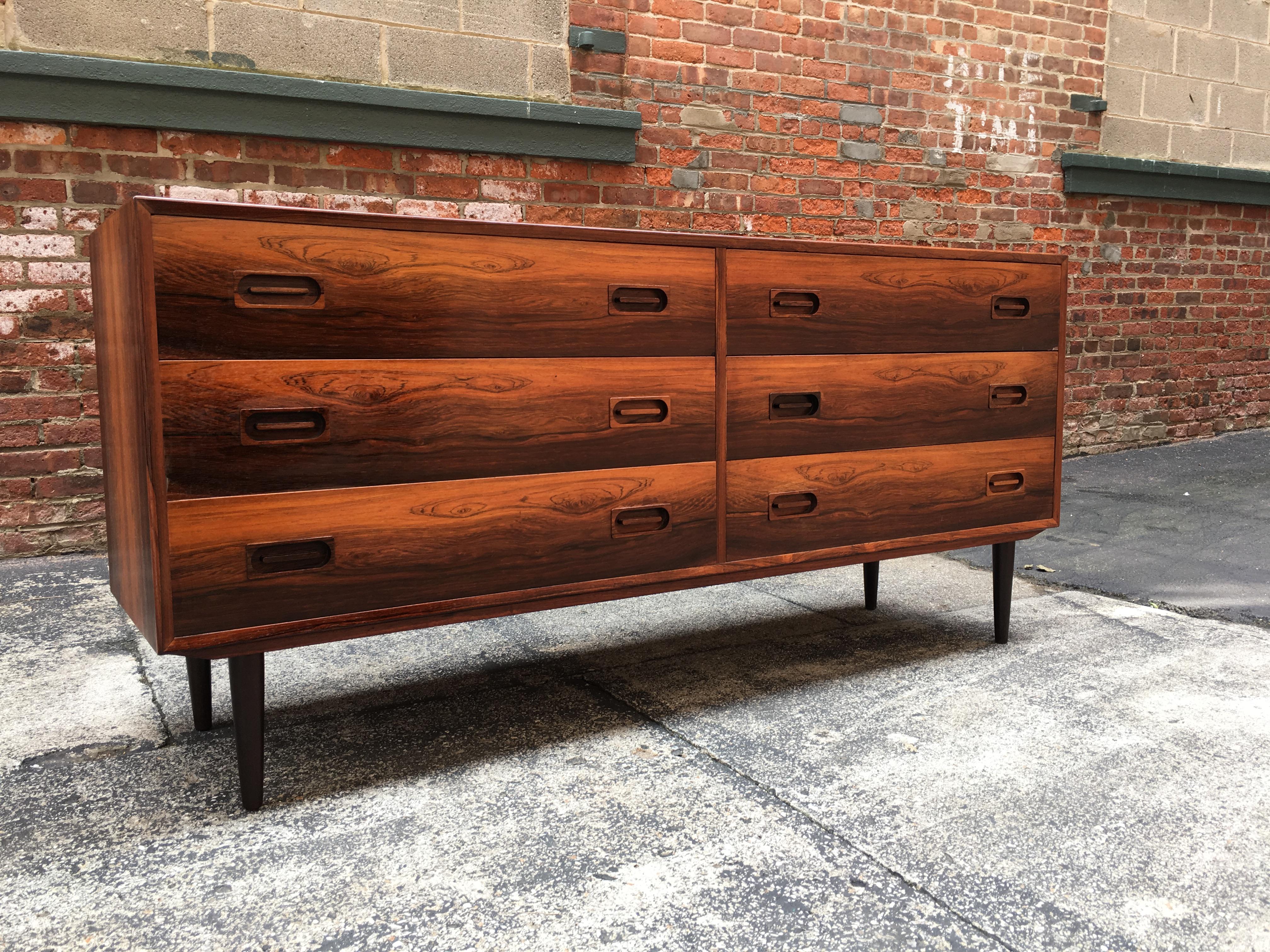 Danish Modern Rosewood Six-Drawer Dresser 1