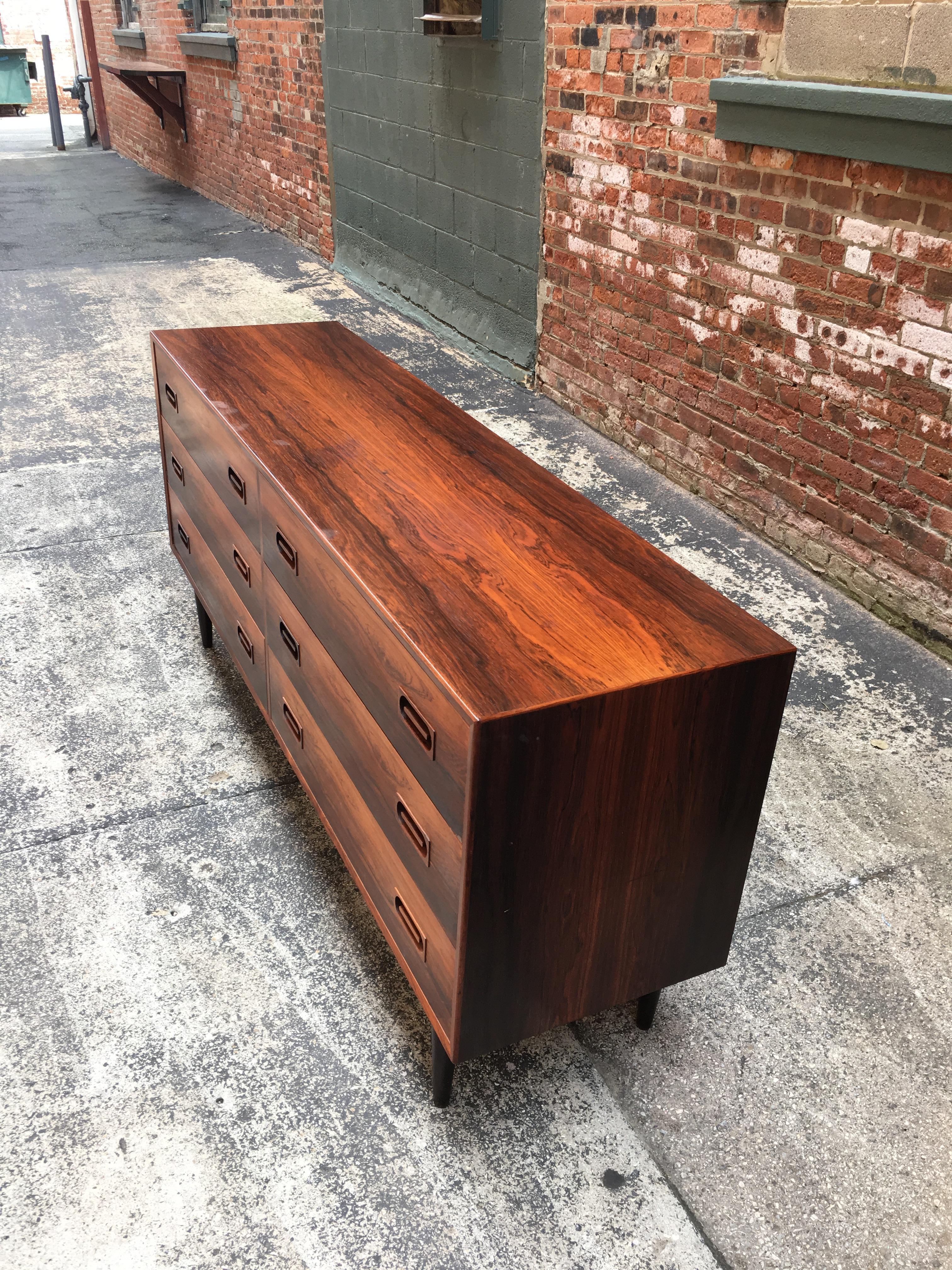 Danish Modern Rosewood Six-Drawer Dresser 2