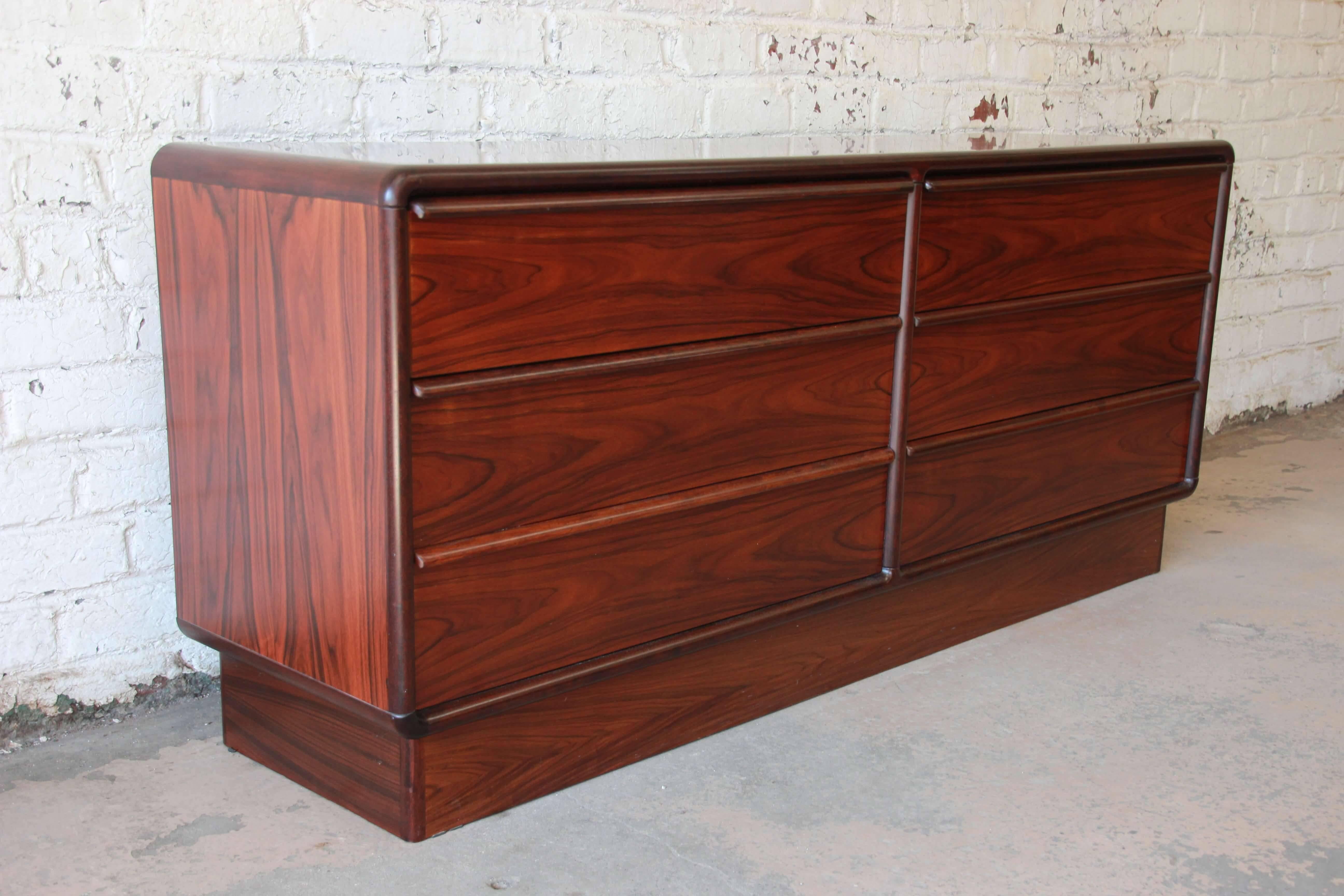Danish Modern Rosewood Six-Drawer Dresser of Credenza by Brouer In Good Condition In South Bend, IN