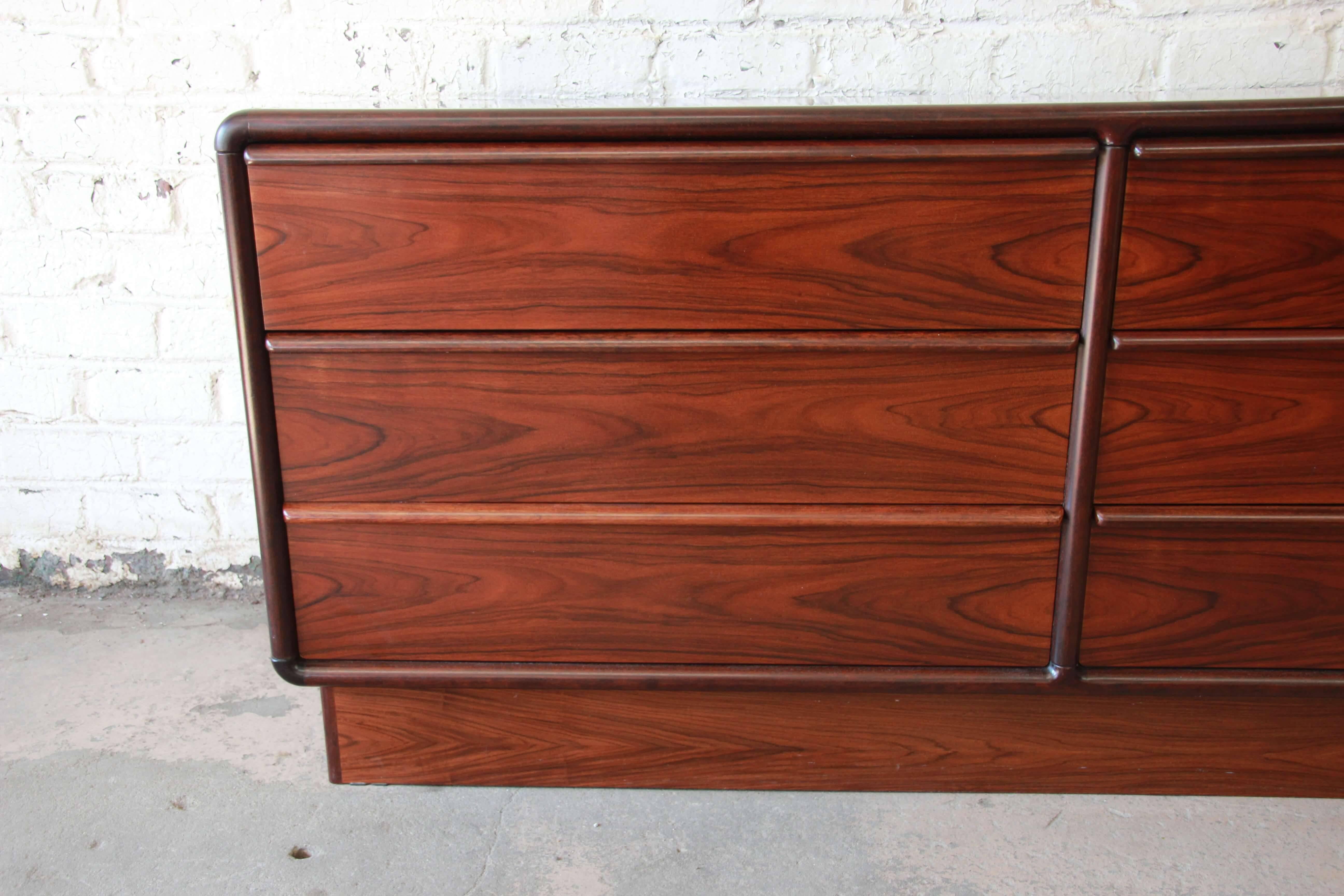 Danish Modern Rosewood Six-Drawer Dresser of Credenza by Brouer 1