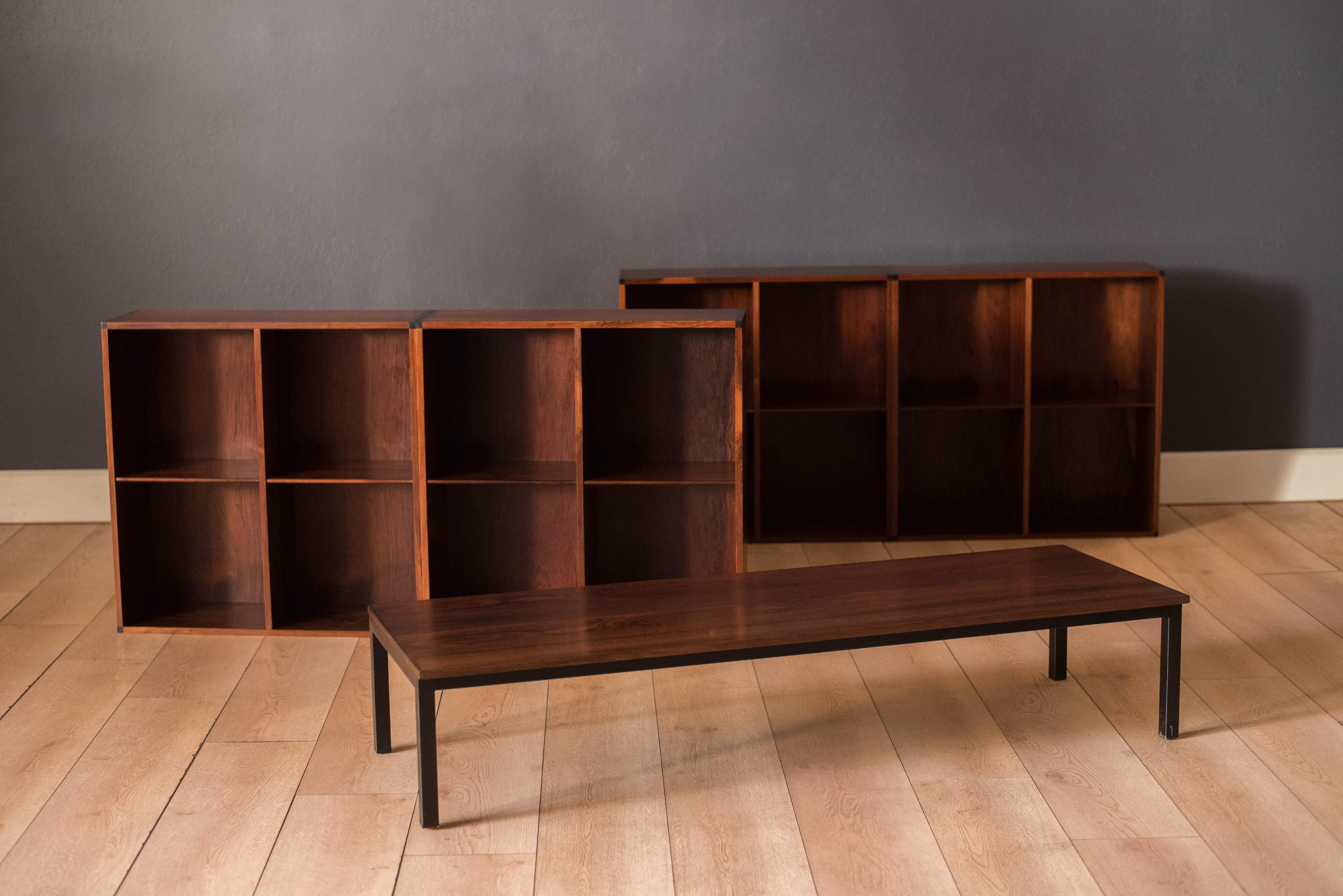 Danish Modern Rosewood Stackable 3-Piece Bookcase Set with Table 4