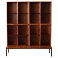 Set di librerie moderne danesi in legno di palissandro impilabili a 3 pezzi con tavolo