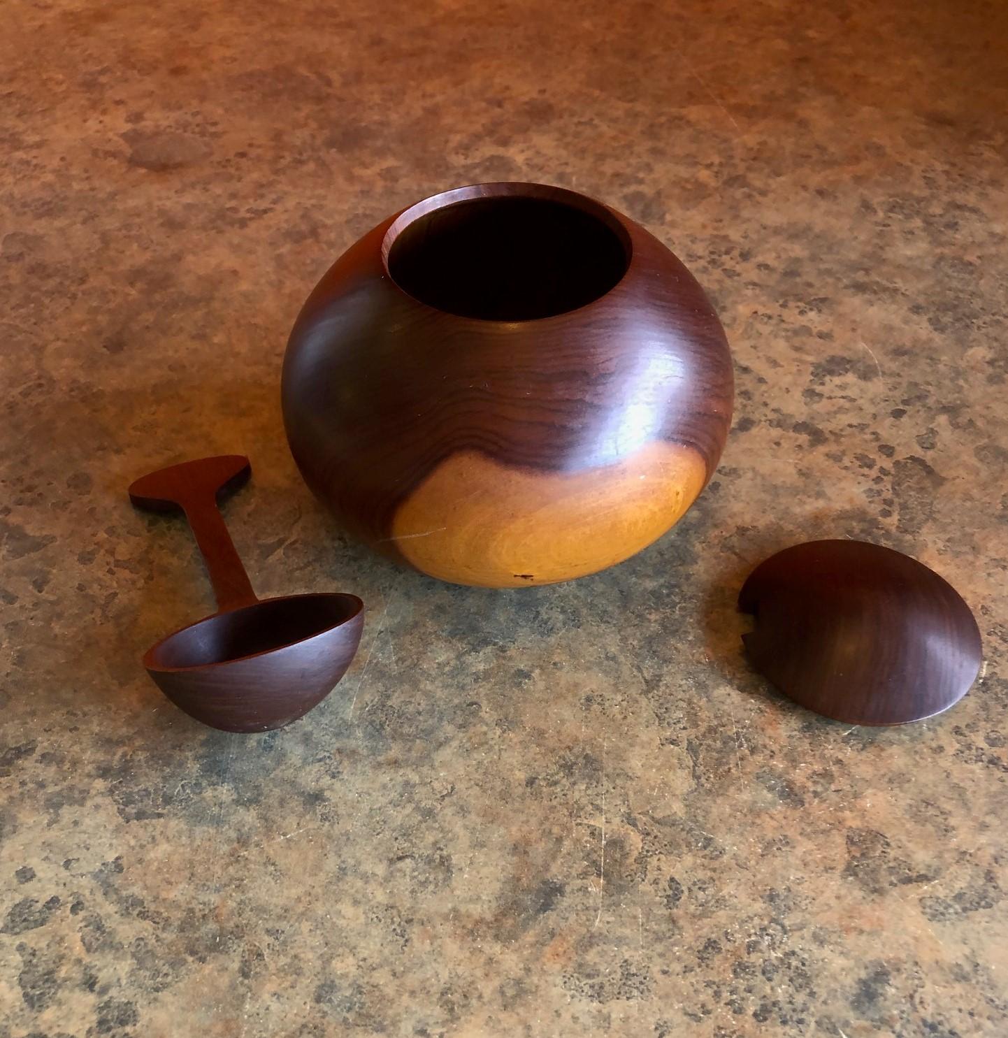 20th Century Danish Modern Rosewood Sugar Bowl with Spoon and Lid