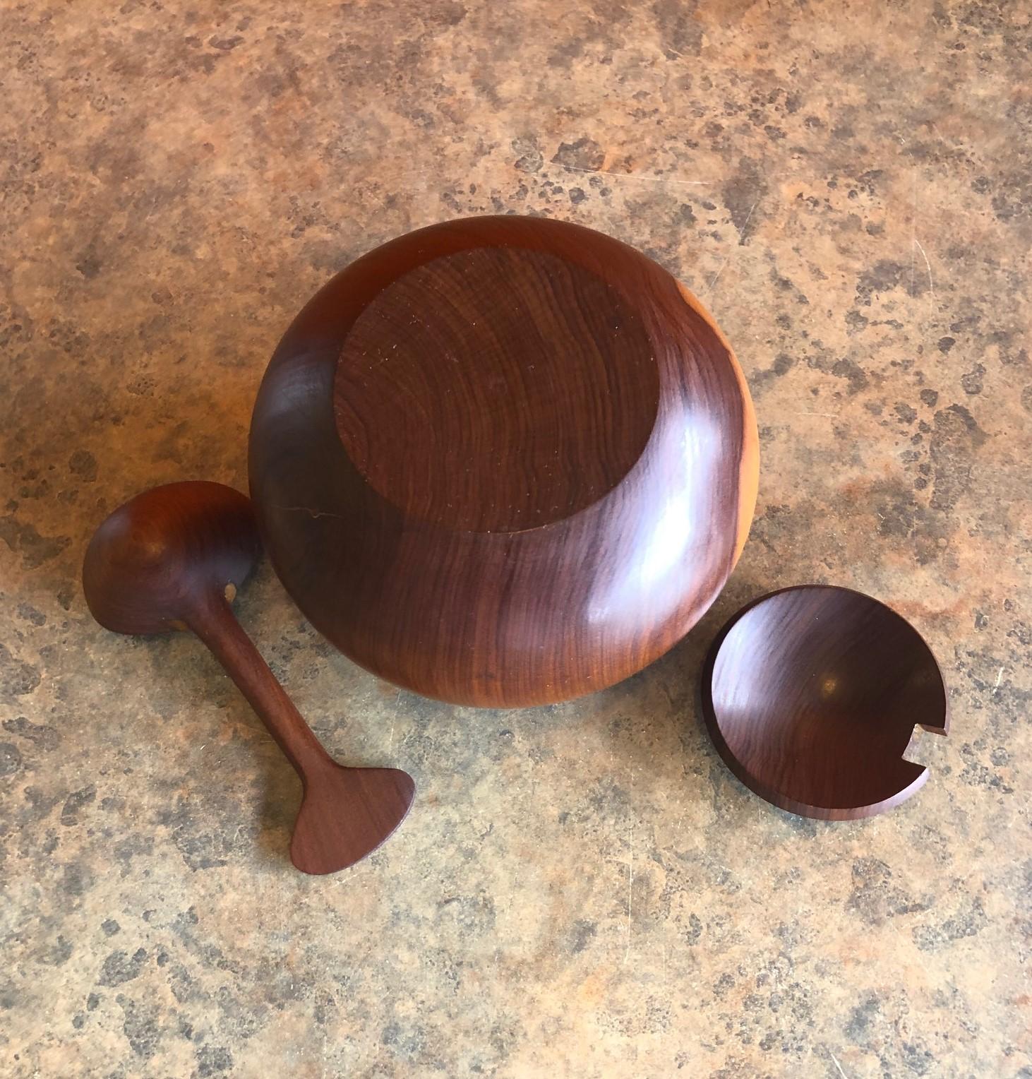 Danish Modern Rosewood Sugar Bowl with Spoon and Lid 2