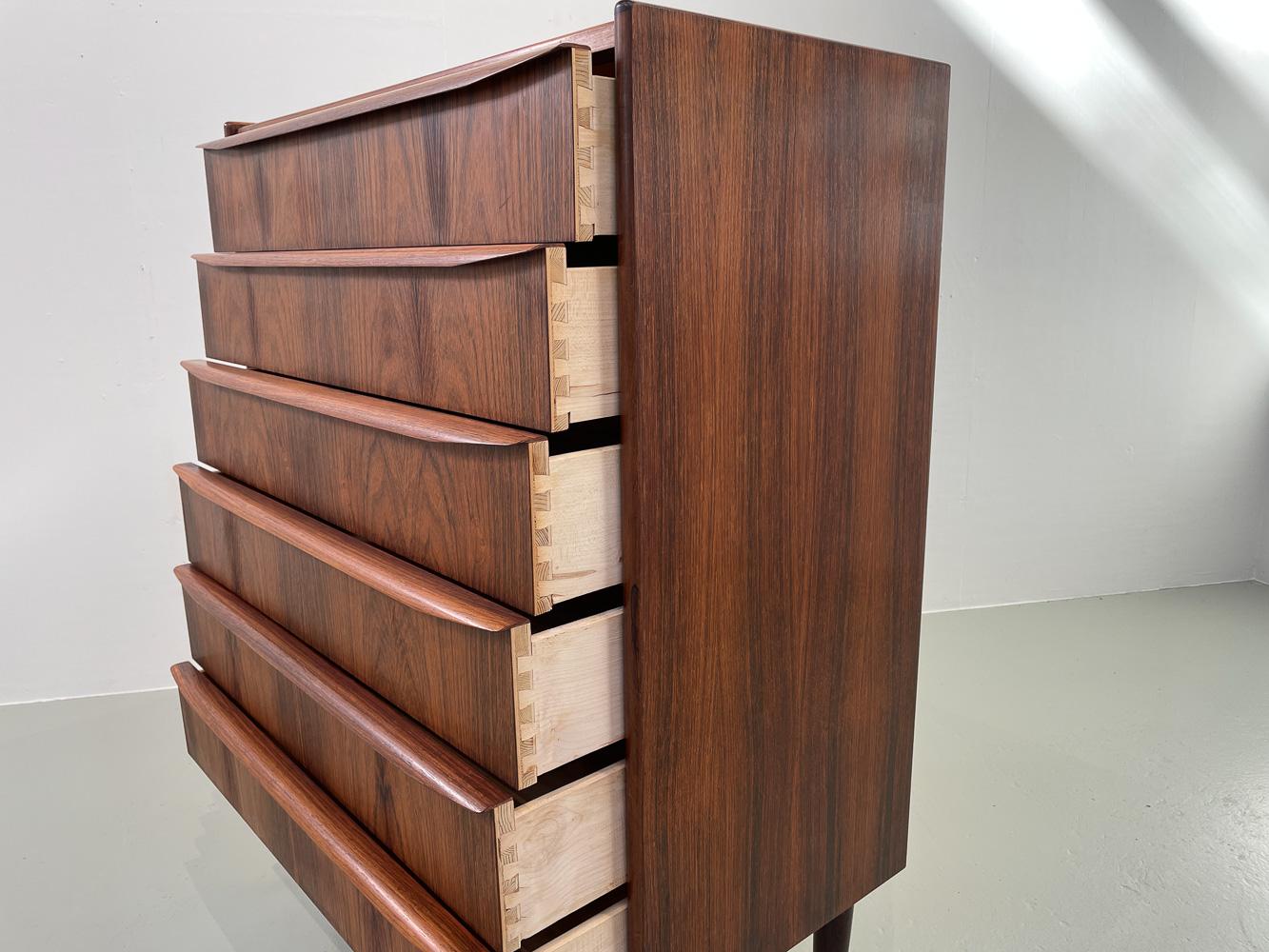 Danish Modern Rosewood Tallboy Dresser, 1960s. 7