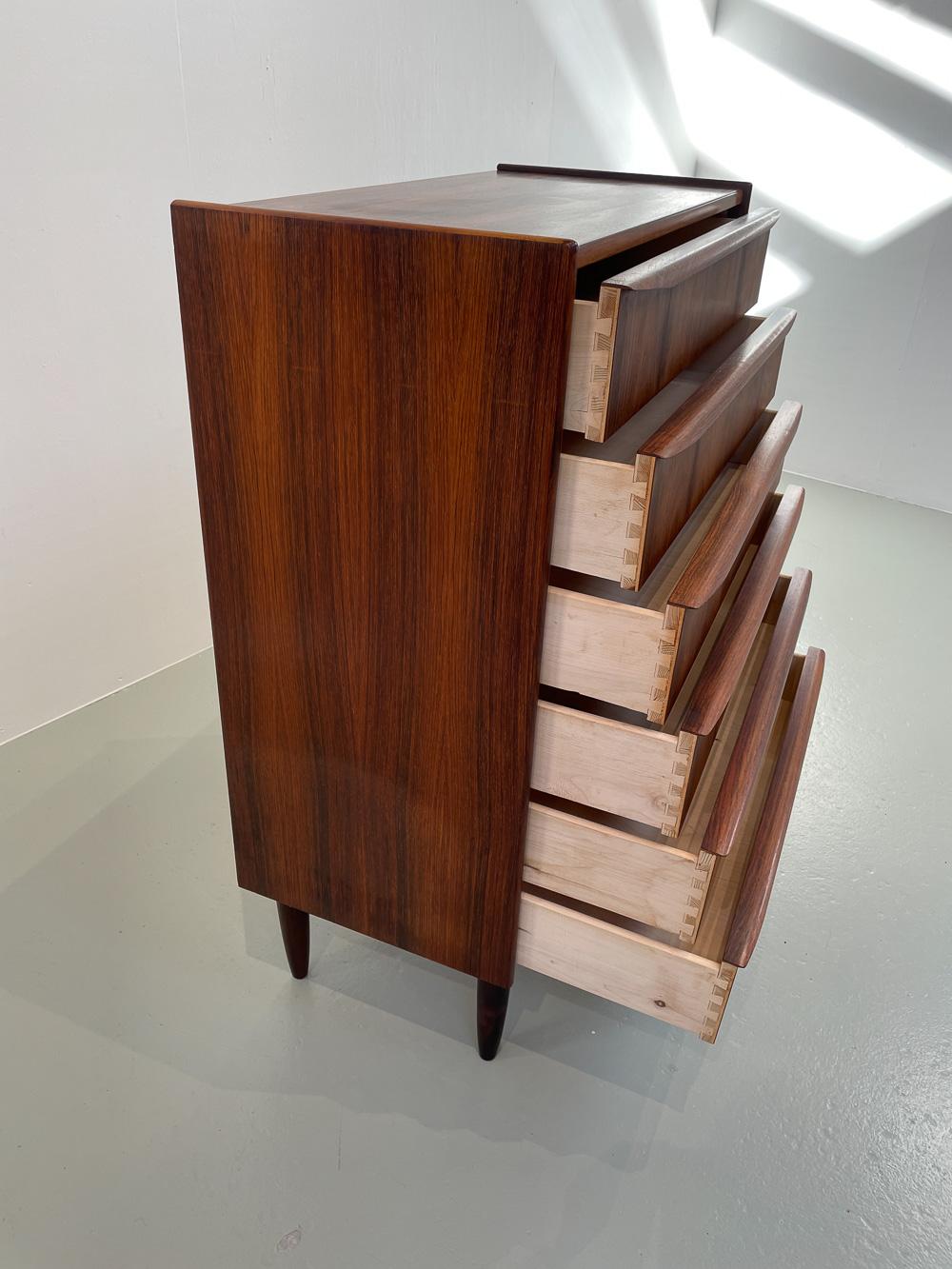 Danish Modern Rosewood Tallboy Dresser, 1960s. 1