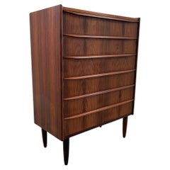 Retro Danish Modern Rosewood Tallboy Dresser, 1960s.