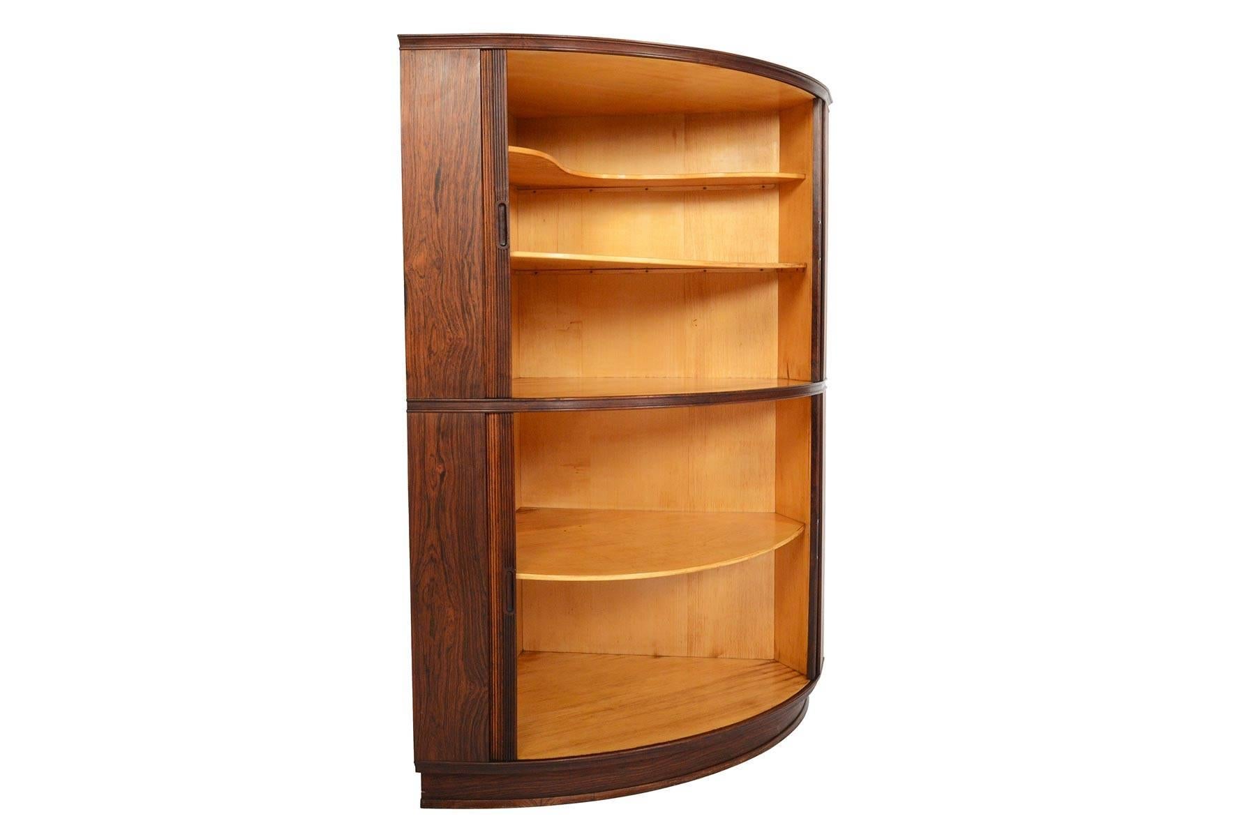 Danish Modern Rosewood Tambour Corner Cabinet 1