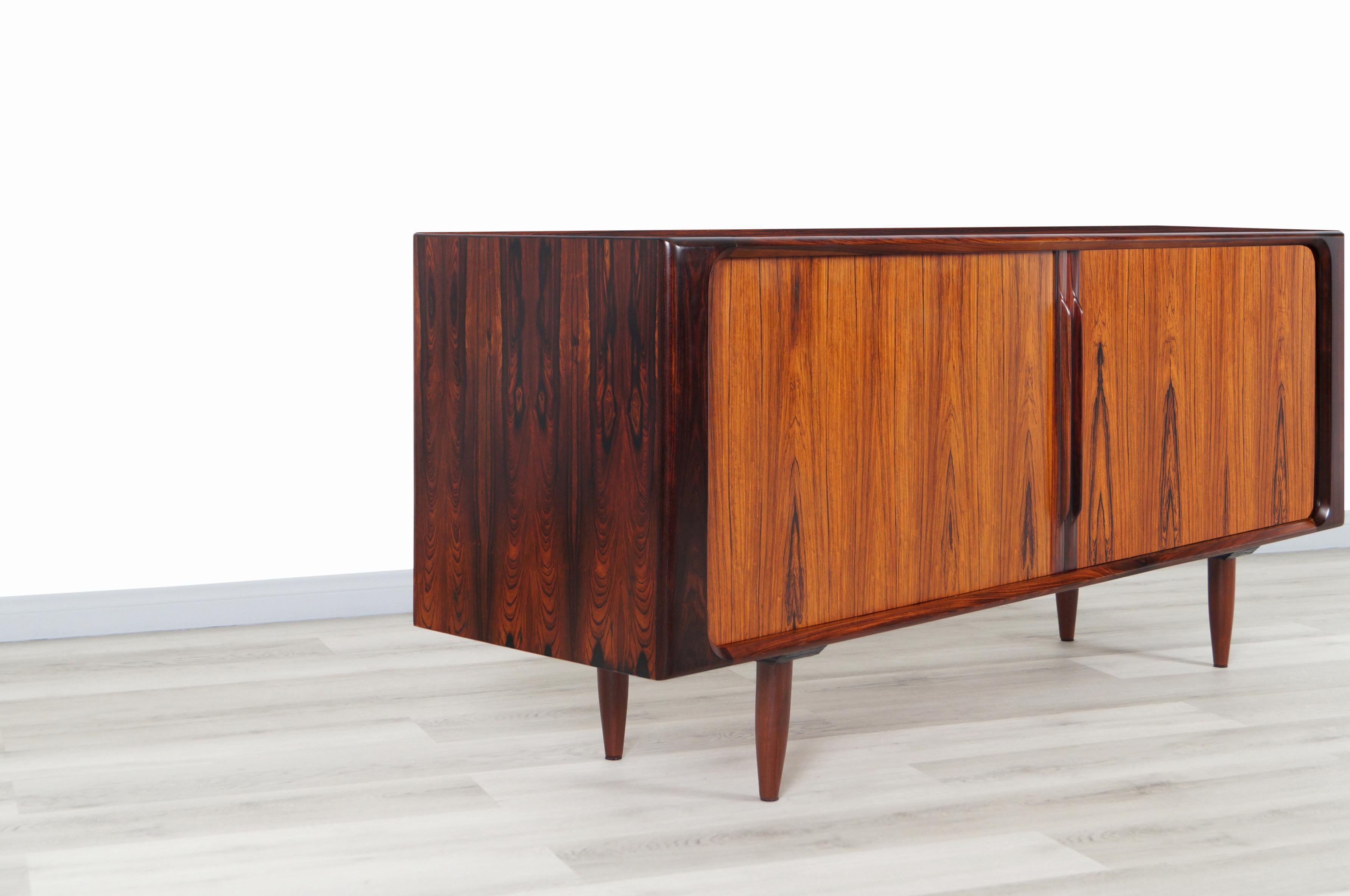 Mid-20th Century Danish Modern Rosewood Tambour Door Credenza by Bernhard Pedersen & Son